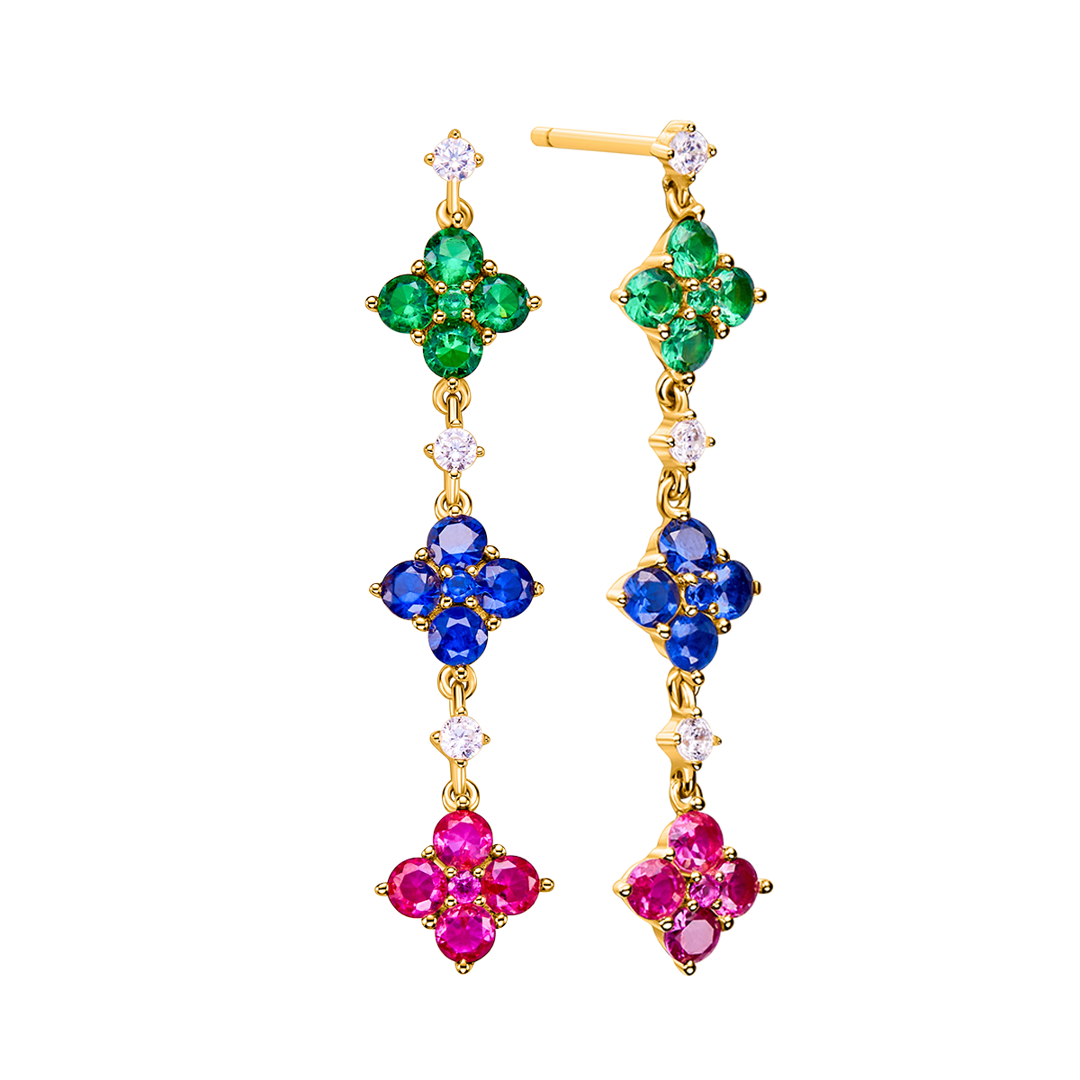 Love Wins Rainbow Zirconia Gold Drop Earrings Sterling Sliver Gold Plated