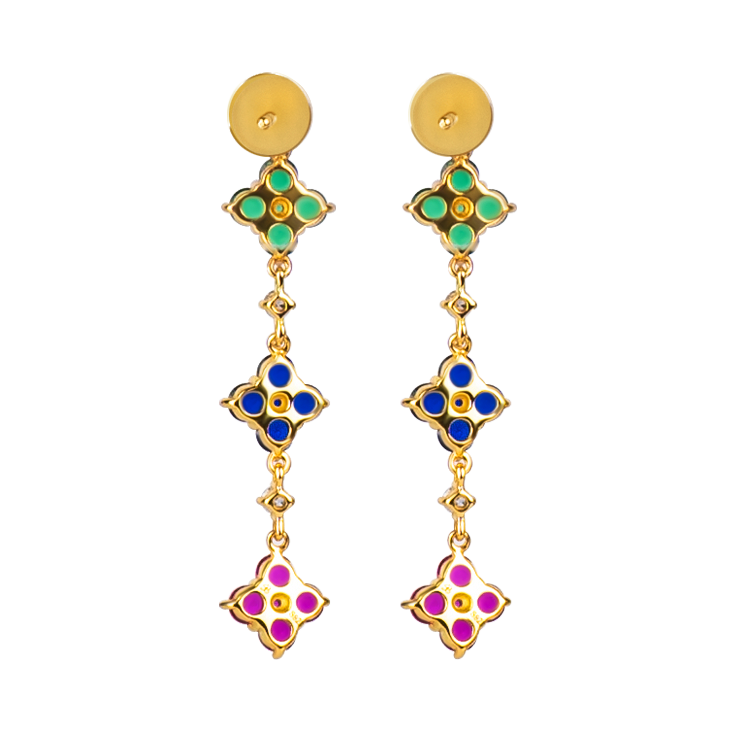 Love Wins Rainbow Zirconia Gold Drop Earrings Sterling Sliver Gold Plated