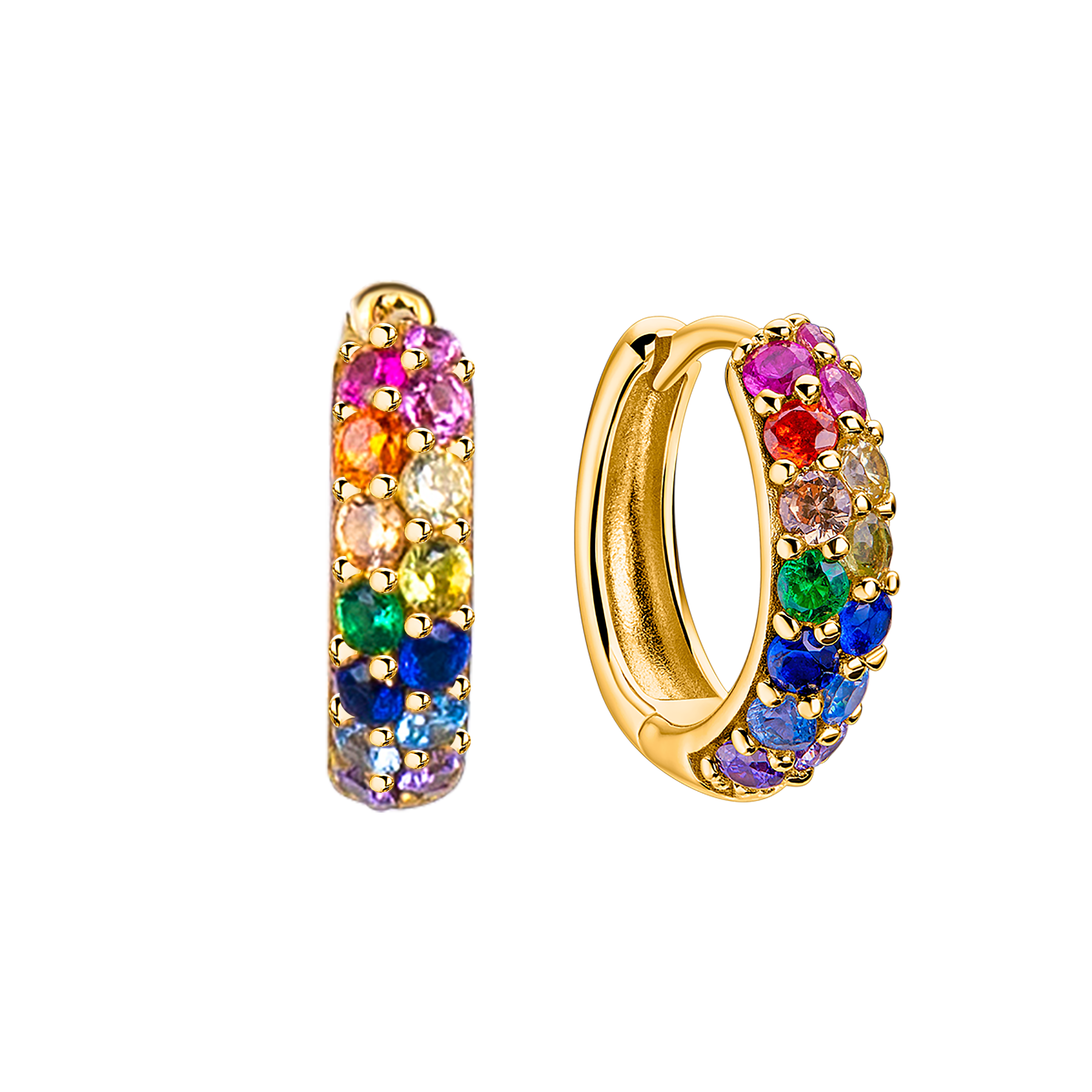 Love Wins Rainbow Zirconia Dazzling Earrings Sterling Sliver Gold Plated