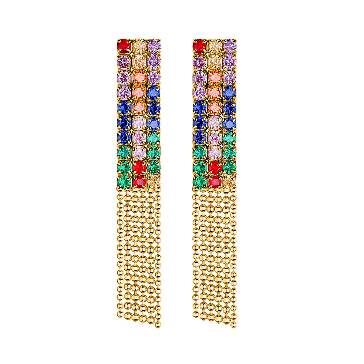 Love Wins Rainbow Zirconia Chandelier Earrings Sterling Sliver Gold Plated