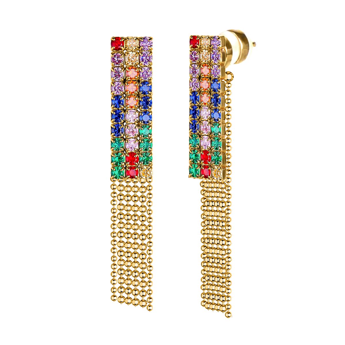 Love Wins Rainbow Zirconia Chandelier Earrings Sterling Sliver Gold Plated