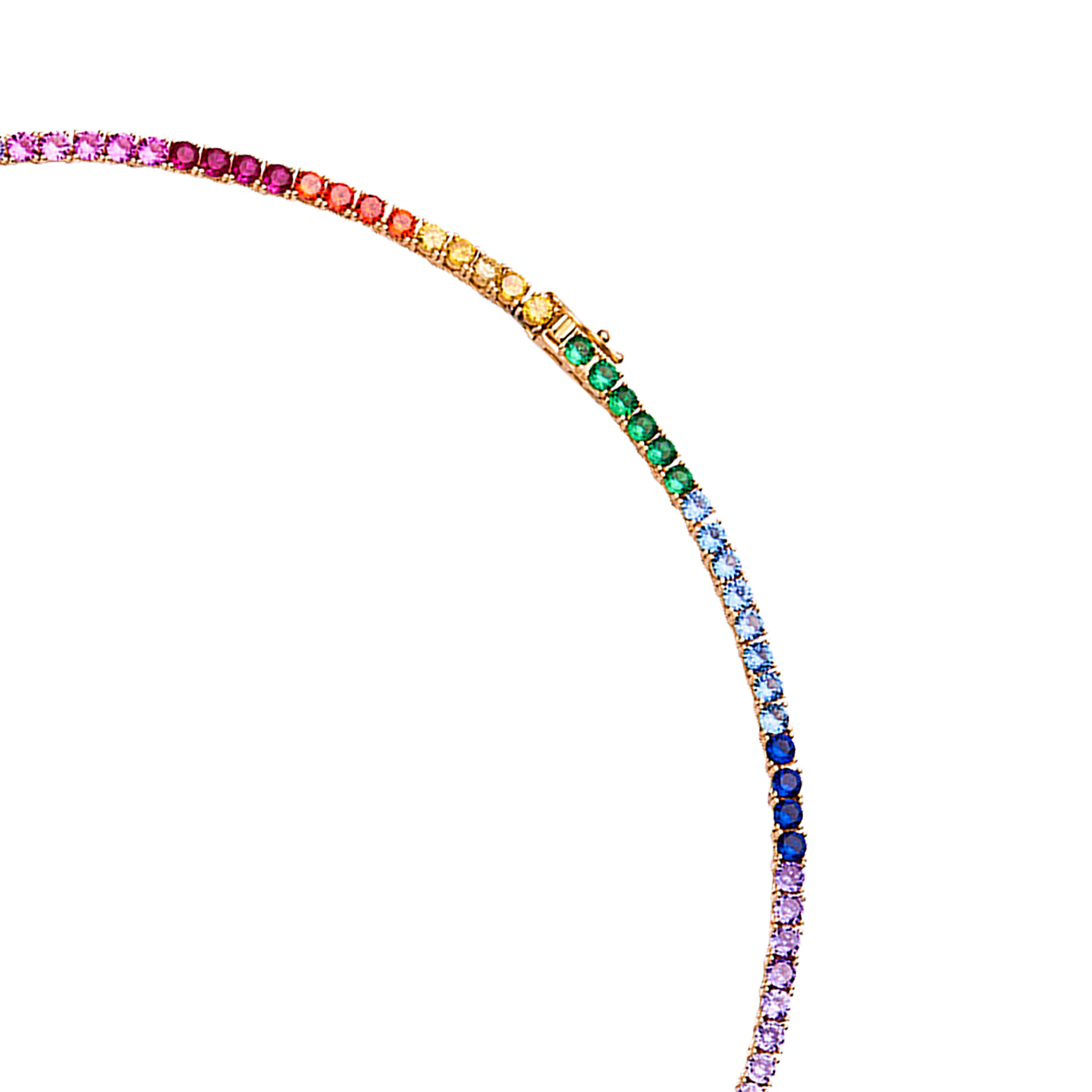 Love Wins Rainbow Zirconia Tennis Necklace Sterling Sliver Gold Plated