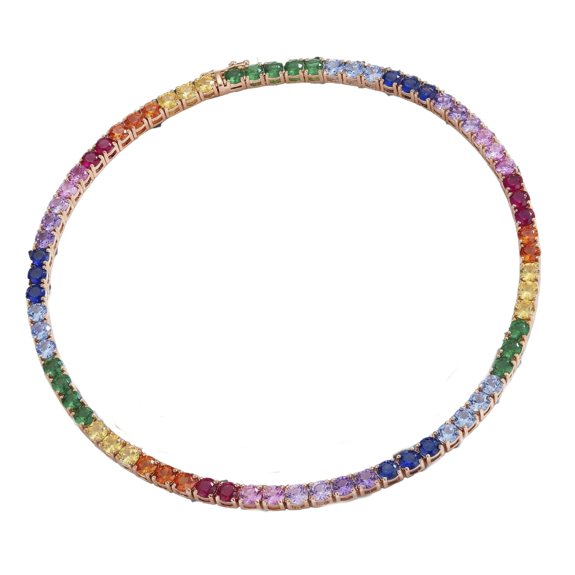 Love Wins Rainbow Zirconia Tennis Necklace Sterling Sliver Gold Plated