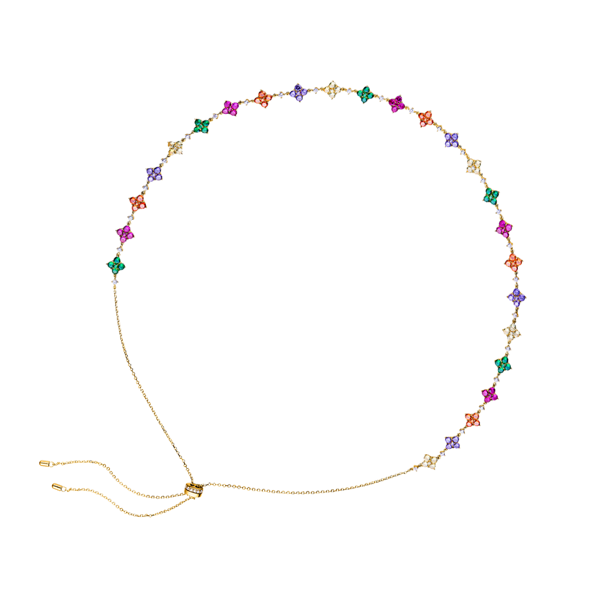 Love Wins Rainbow Flower Zirconia Gold Adjustable Necklace Sterling Sliver Gold Plated