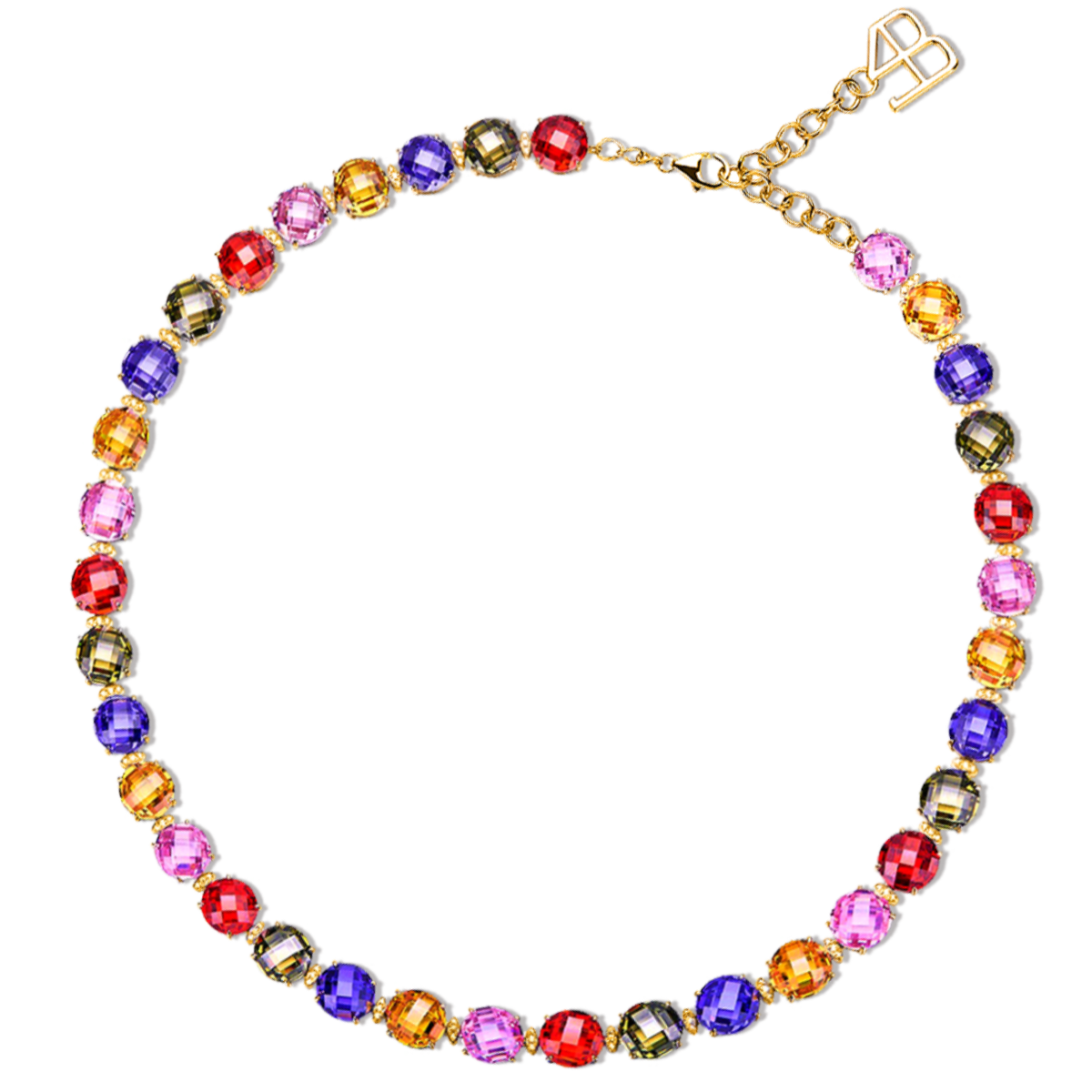 Love Wins Rainbow Zirconia Tennis Gold Necklace Sterling Sliver Gold Plated