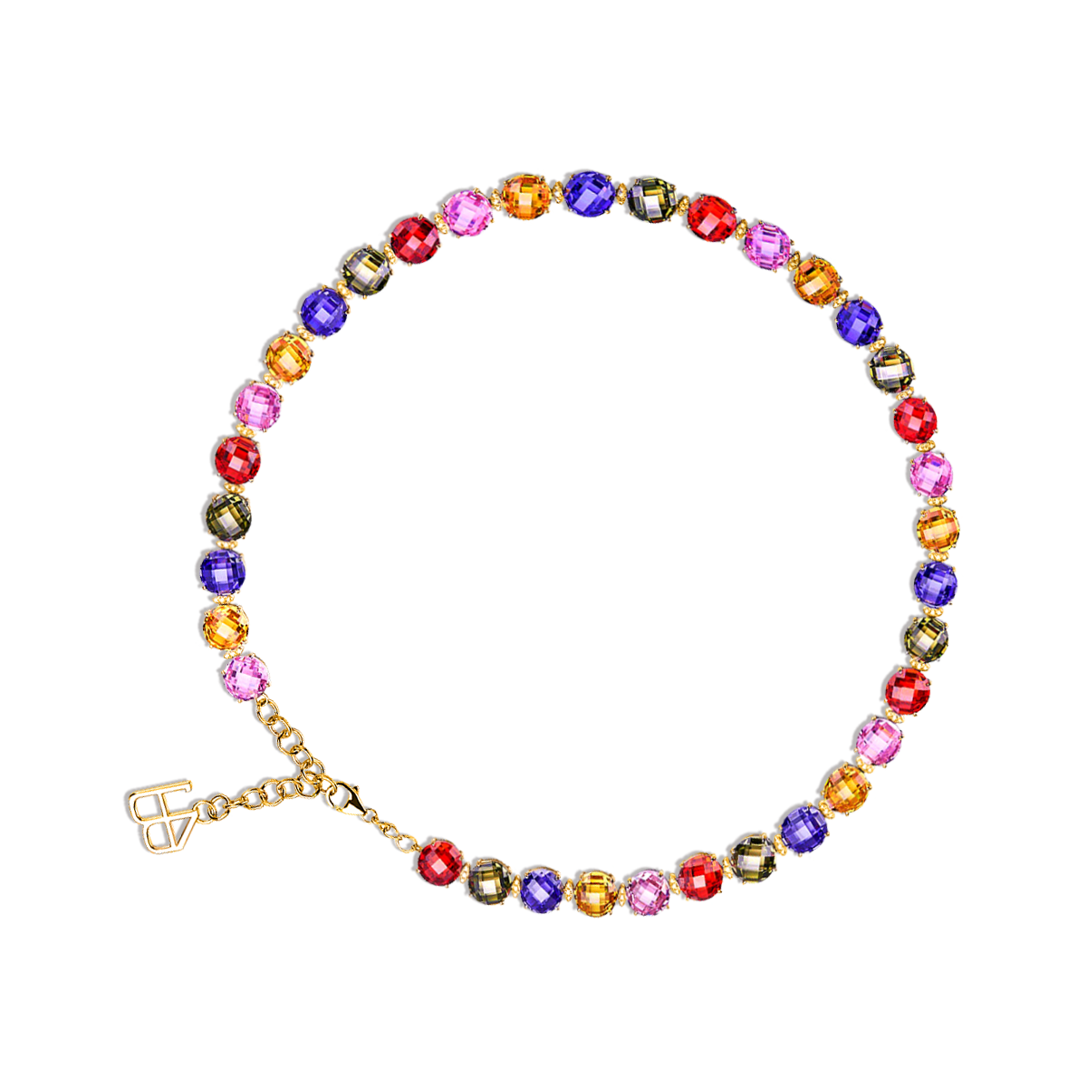 Love Wins Rainbow Zirconia Tennis Gold Necklace Sterling Sliver Gold Plated