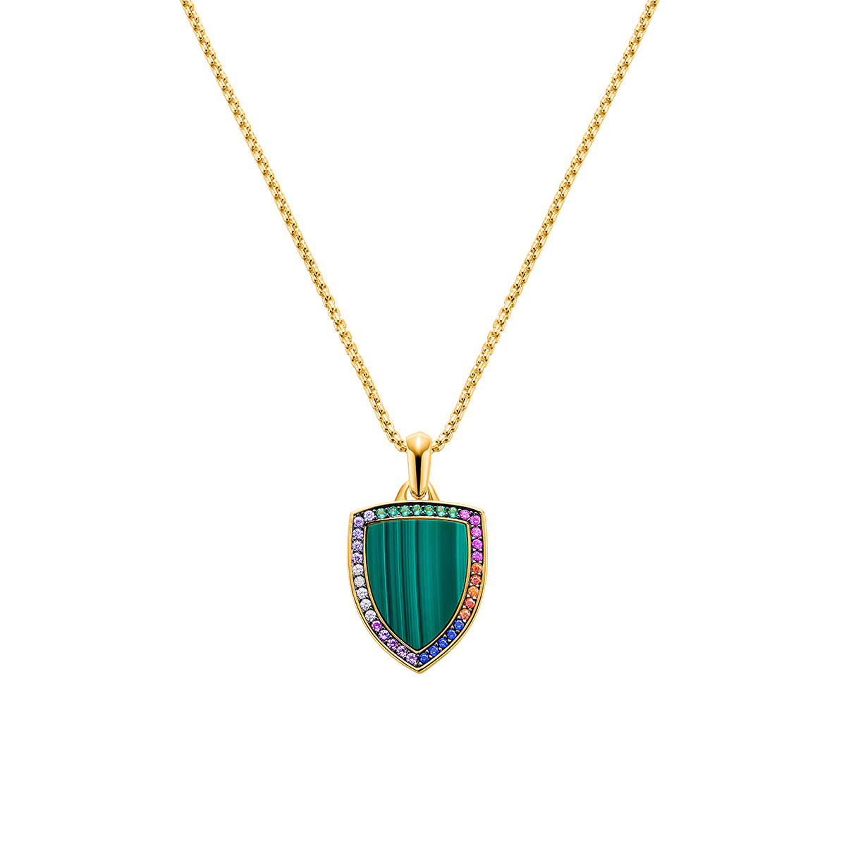 Love Wins Rainbow Zirconia Malachite Pendant Necklace