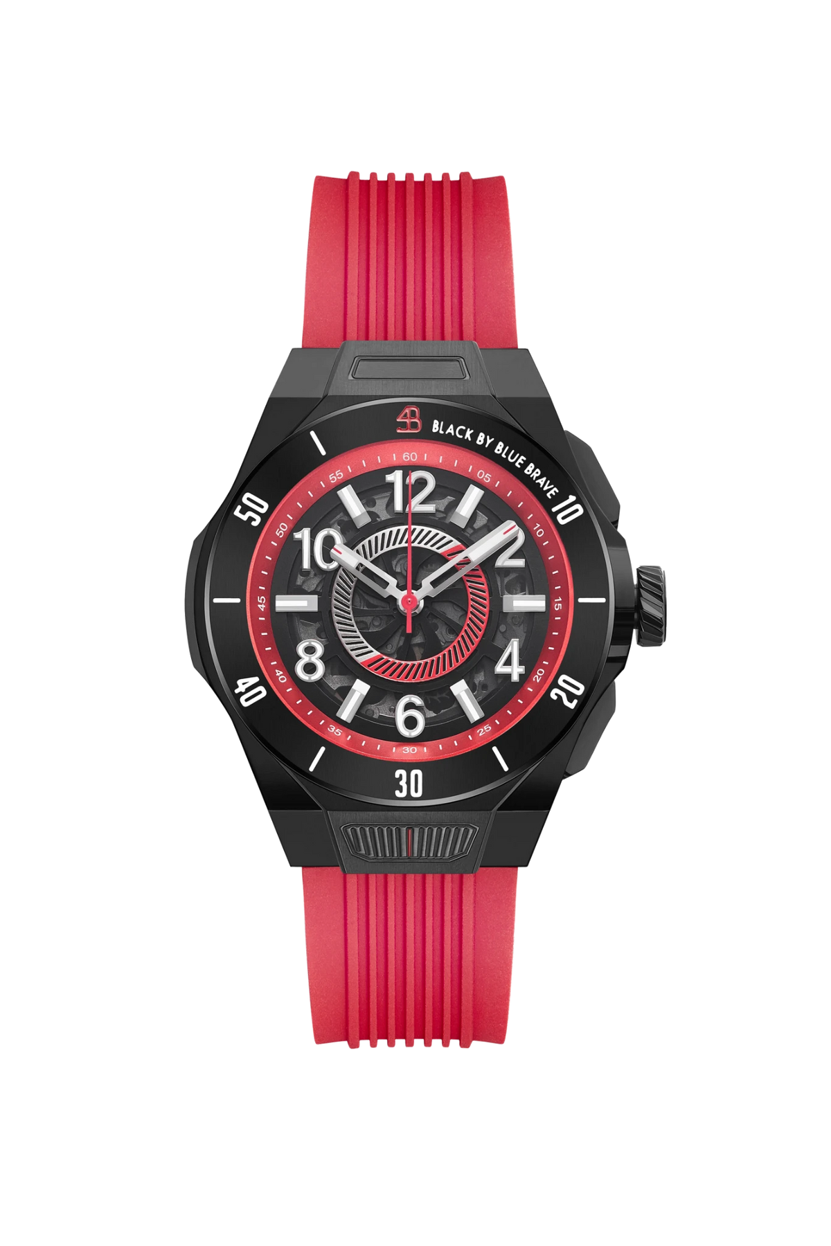 HS7 43mm Red Wheel Dial Red Silicon Strap Automatic Watch