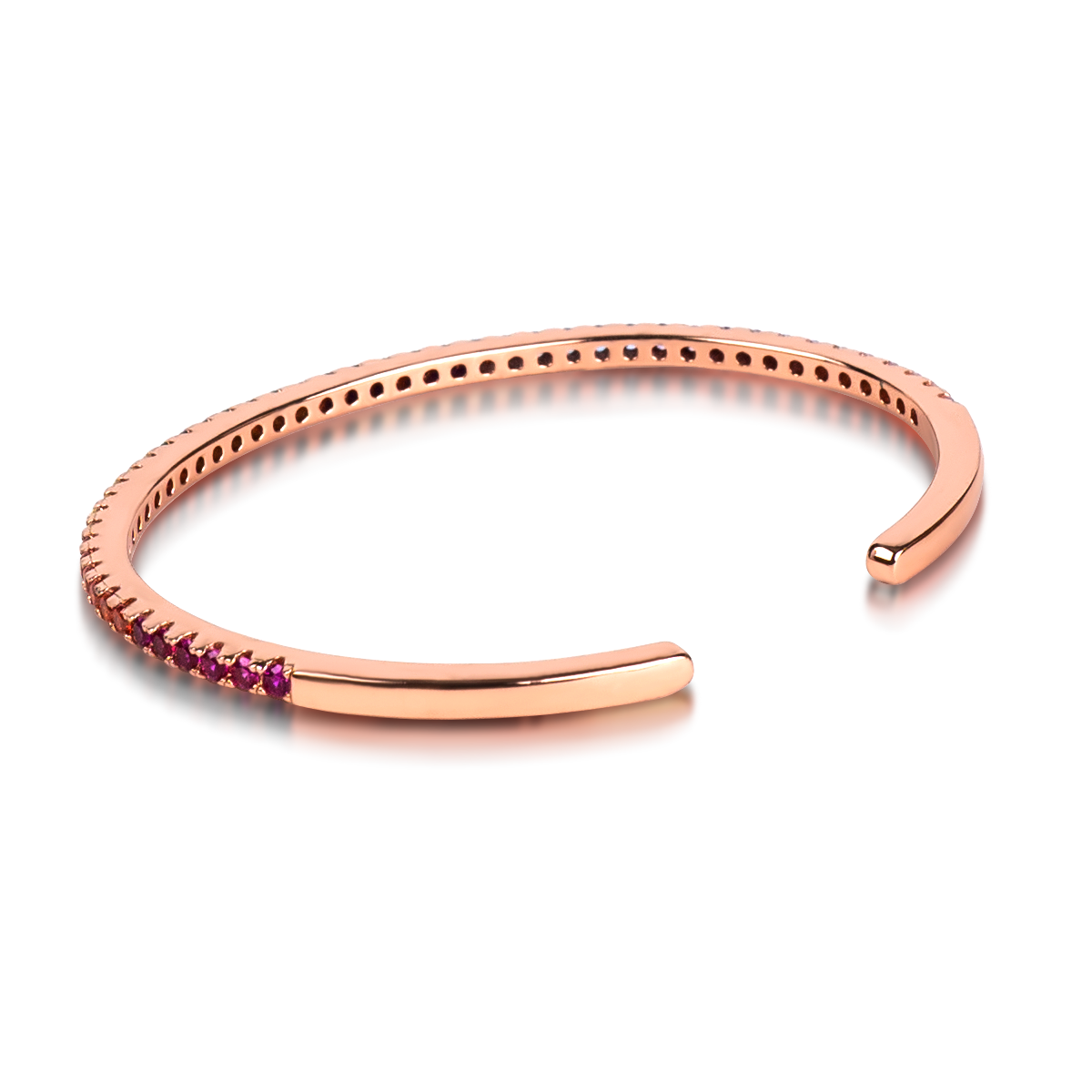 Love Wins Rainbow Zirconia Rosegold Cuff Bracelet (Sterling Sliver, Rosegold Plated)