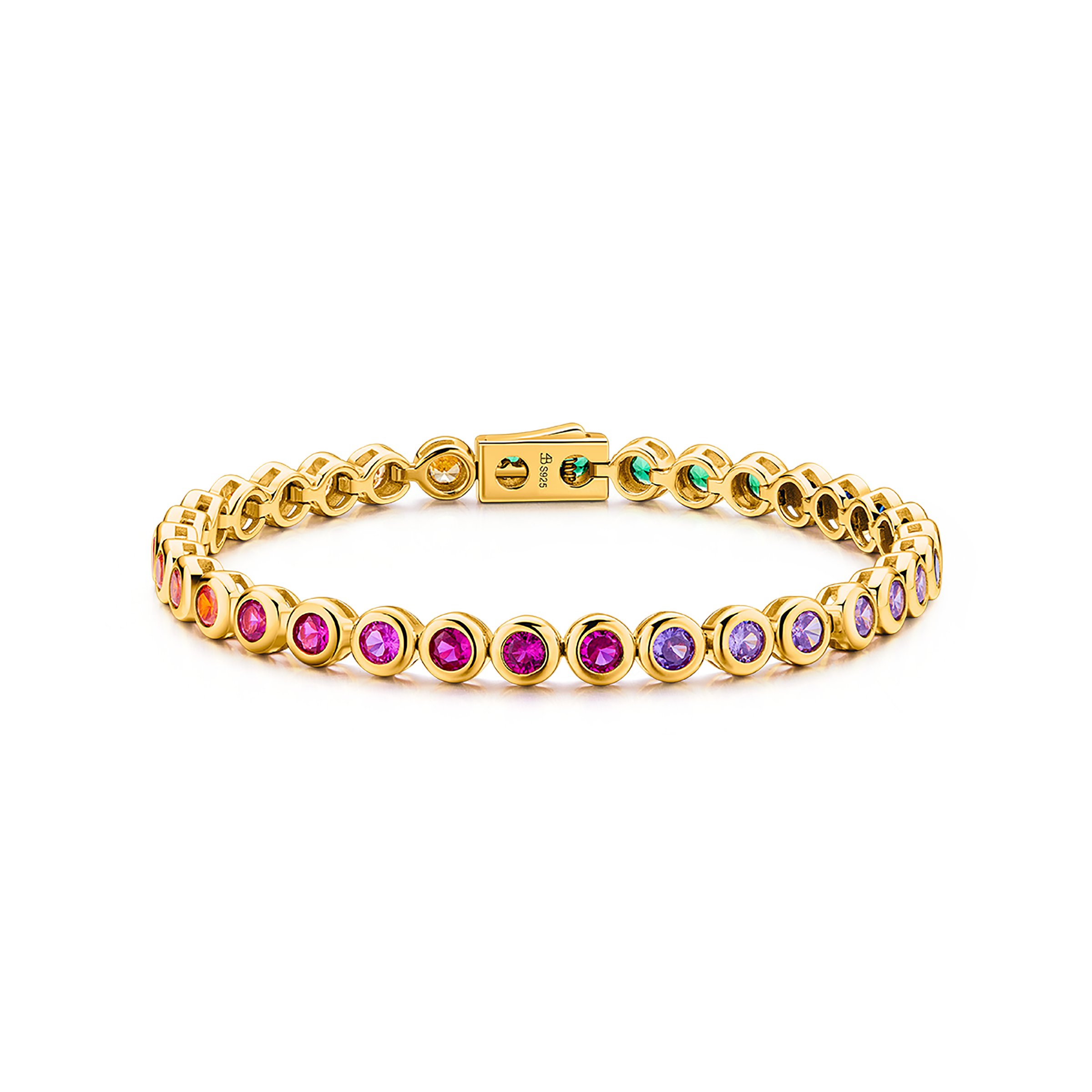 Love Wins Rainbow Zirconia Gold Tennis Bracelet Sterling Sliver Gold Plated