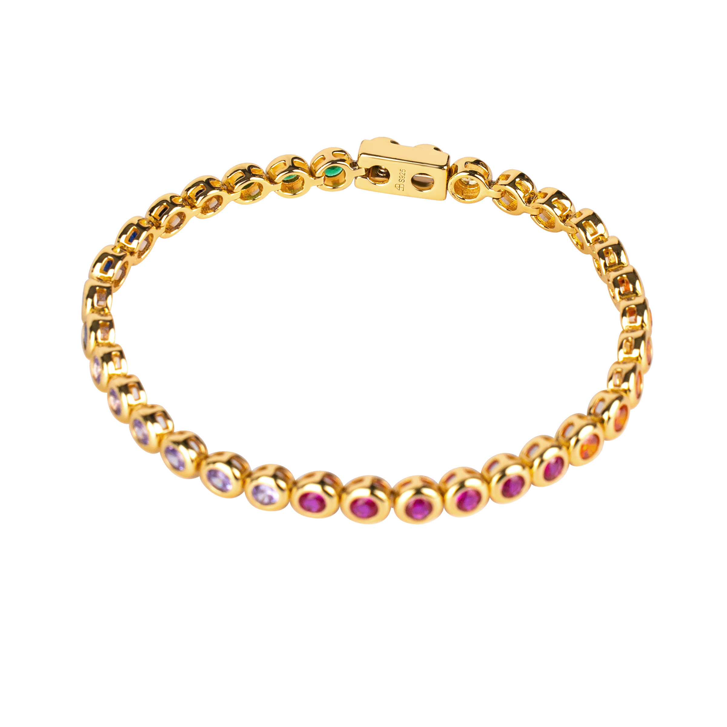 Love Wins Rainbow Zirconia Gold Tennis Bracelet Sterling Sliver Gold Plated