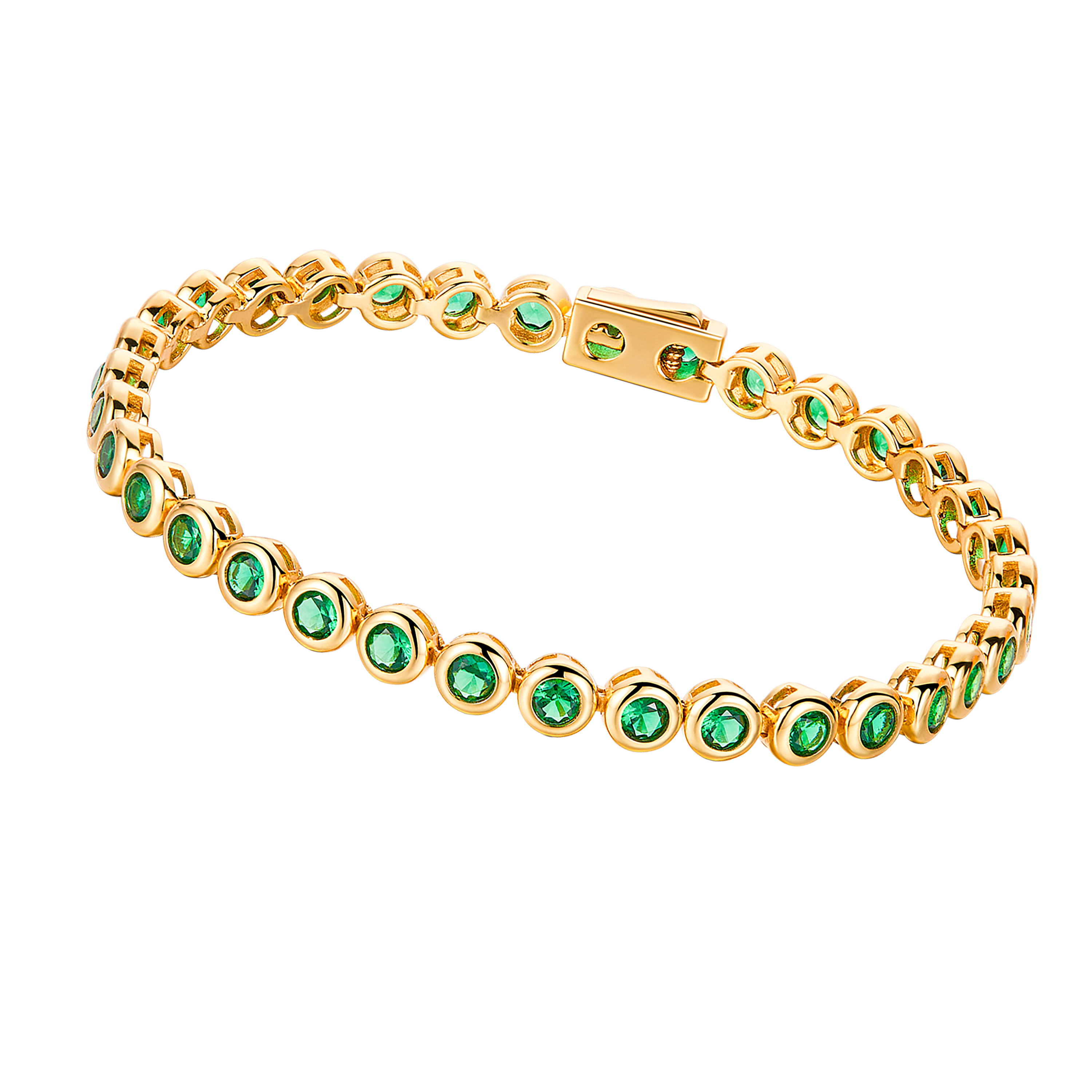 Love Wins Green Cubic Zirconia Tennis Bracelet (Sterling Sliver, Gold Plated)