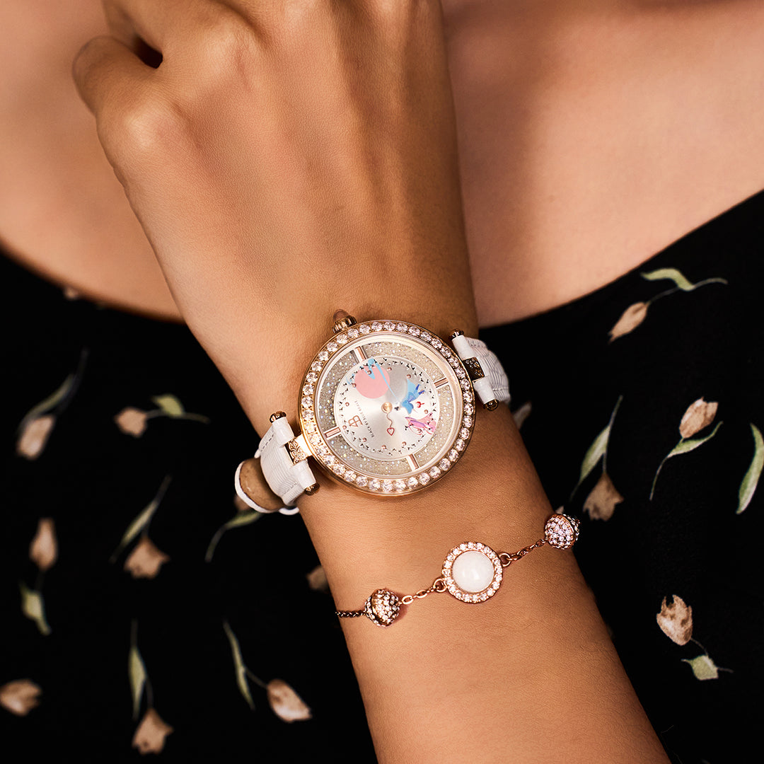 Cowherd and Weaver Girl 34mm White Dial Magpies Bridge Genuine Leather Strap Watch  (One Watch & One Free Bracelet)