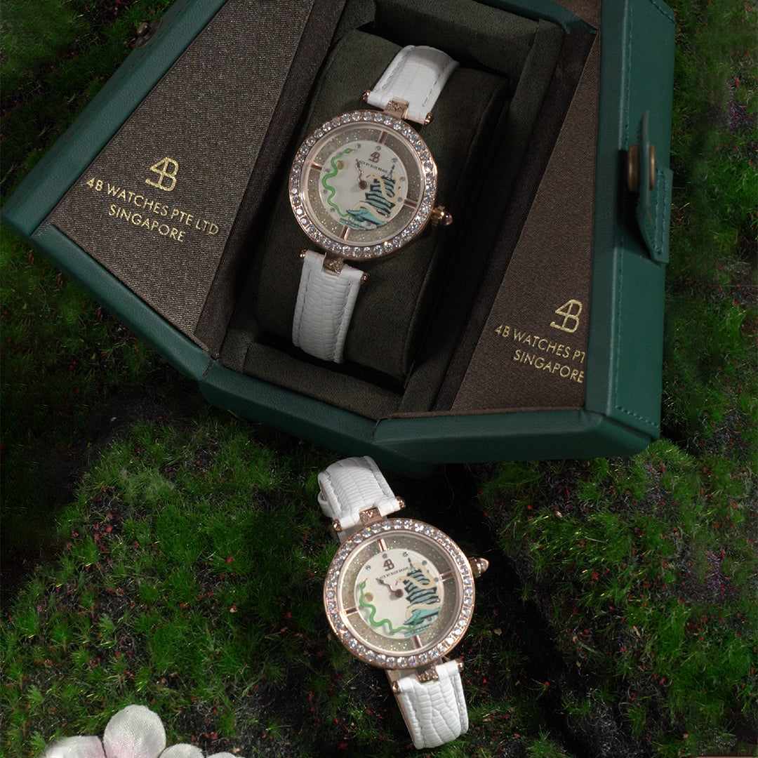 12 Zodiac Collection - Snake Watch 34mm (White Dial with Moving Snake Hands and Leather Strap) - 4B06WL - packing - Black By Blue Brave