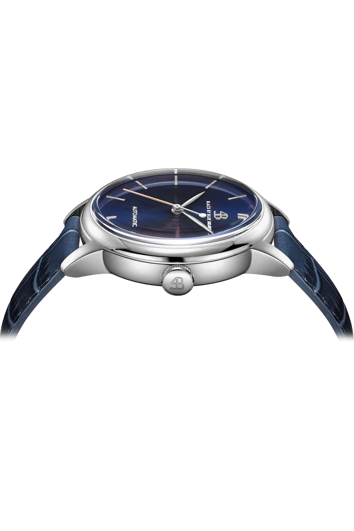 Classic 1986 Silver Blue Dial Automatic Leather Watch