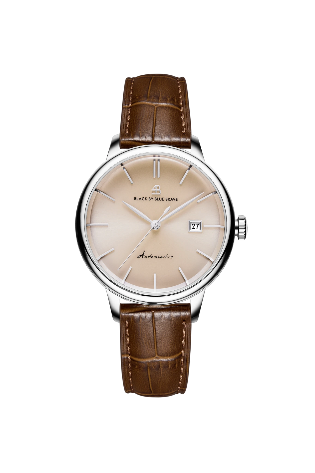 Classic 1986 Silver Ivory White Dial Automatic Leather Watch