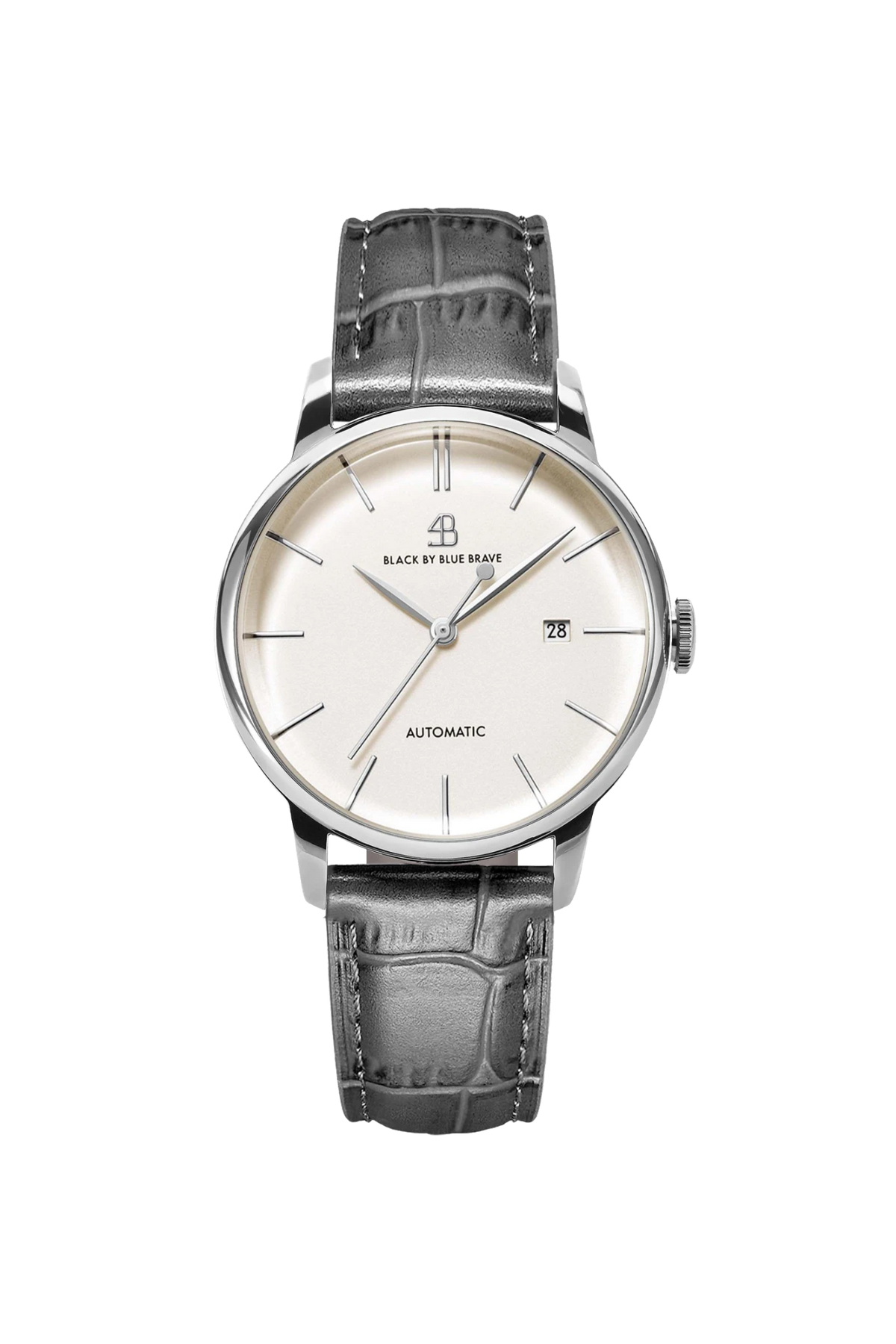 Classic 1986 40mm White Dial Grey Leather Strap Automatic Watch