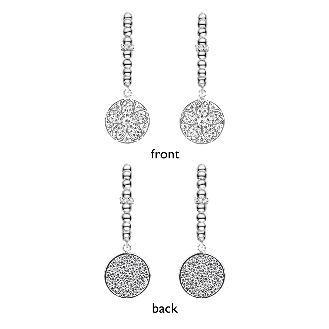 Cherry Blossom Symphony Sakura Silver Baby's Breath Earrings (Platinum Plated)