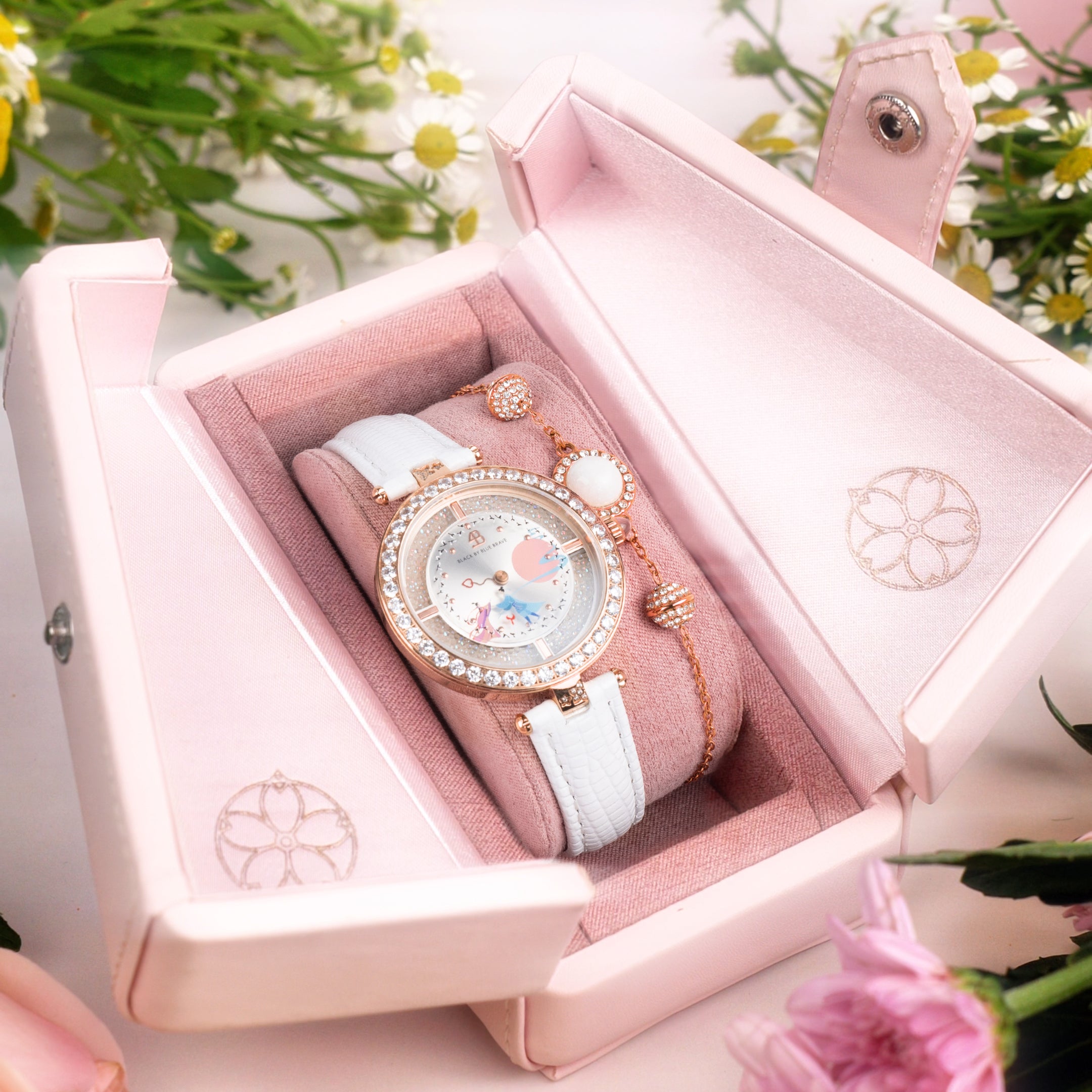 Cowherd and Weaver Girl 34mm White Dial Magpies Bridge Genuine Leather Strap Watch  (One Watch & One Free Bracelet)