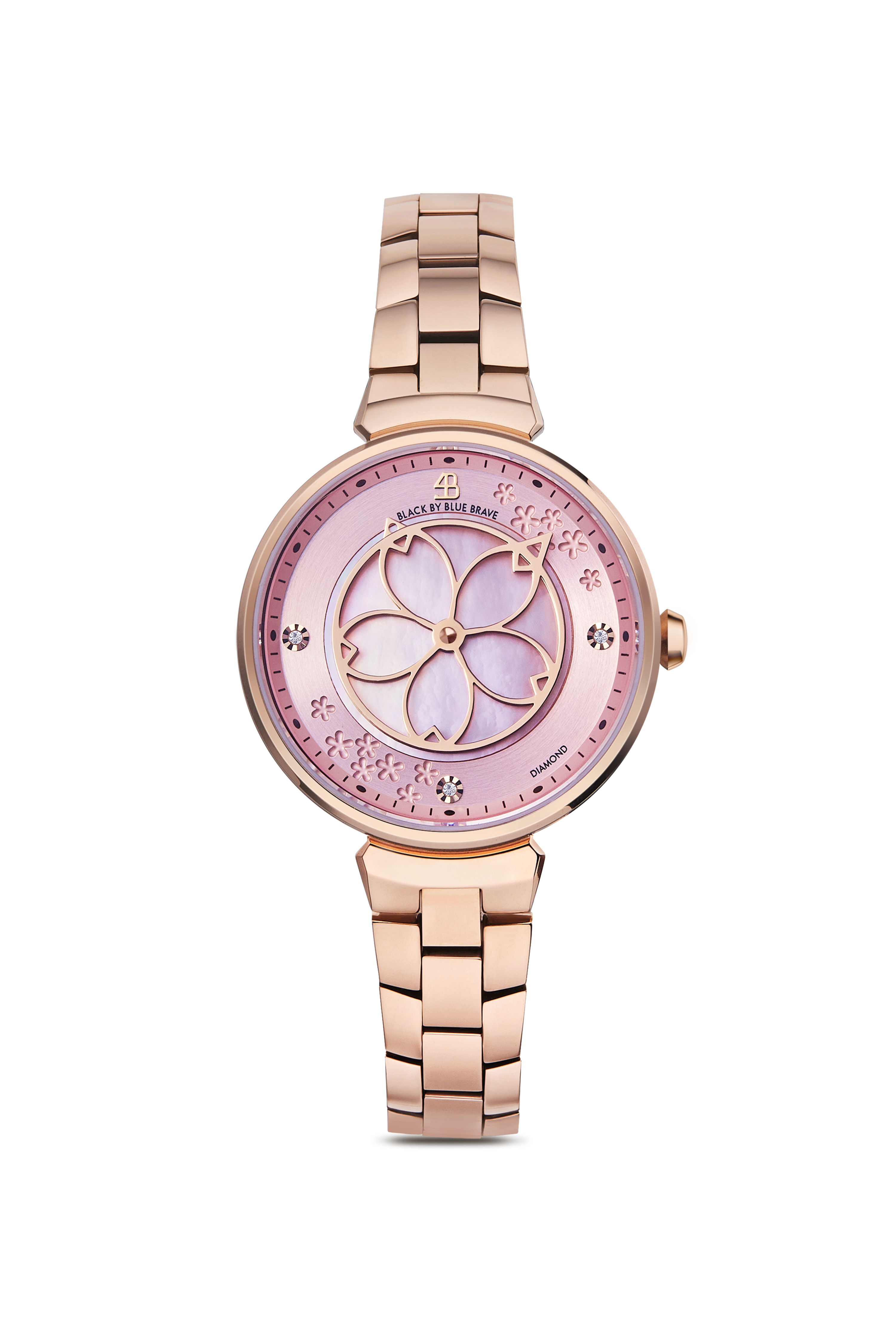 Cherry Blossom Classic Rose Gold Blue Dial Leather Watch