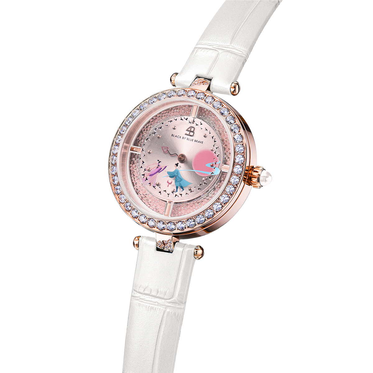 Cowherd and Weaver Girl 34mm White Dial Magpies Bridge Genuine Leather Strap Watch (One Watch & Two Bracelet) - BLACK BY BLUE BRAVE