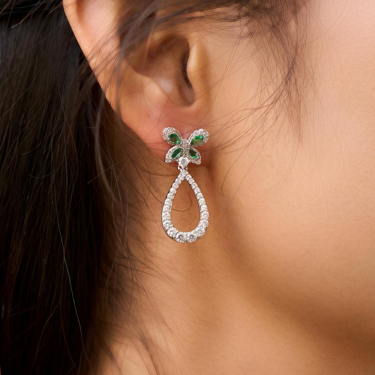 Butterfly Garden Green Stone Teardrop Butterfly Earrings - BLACK BY BLUE BRAVE