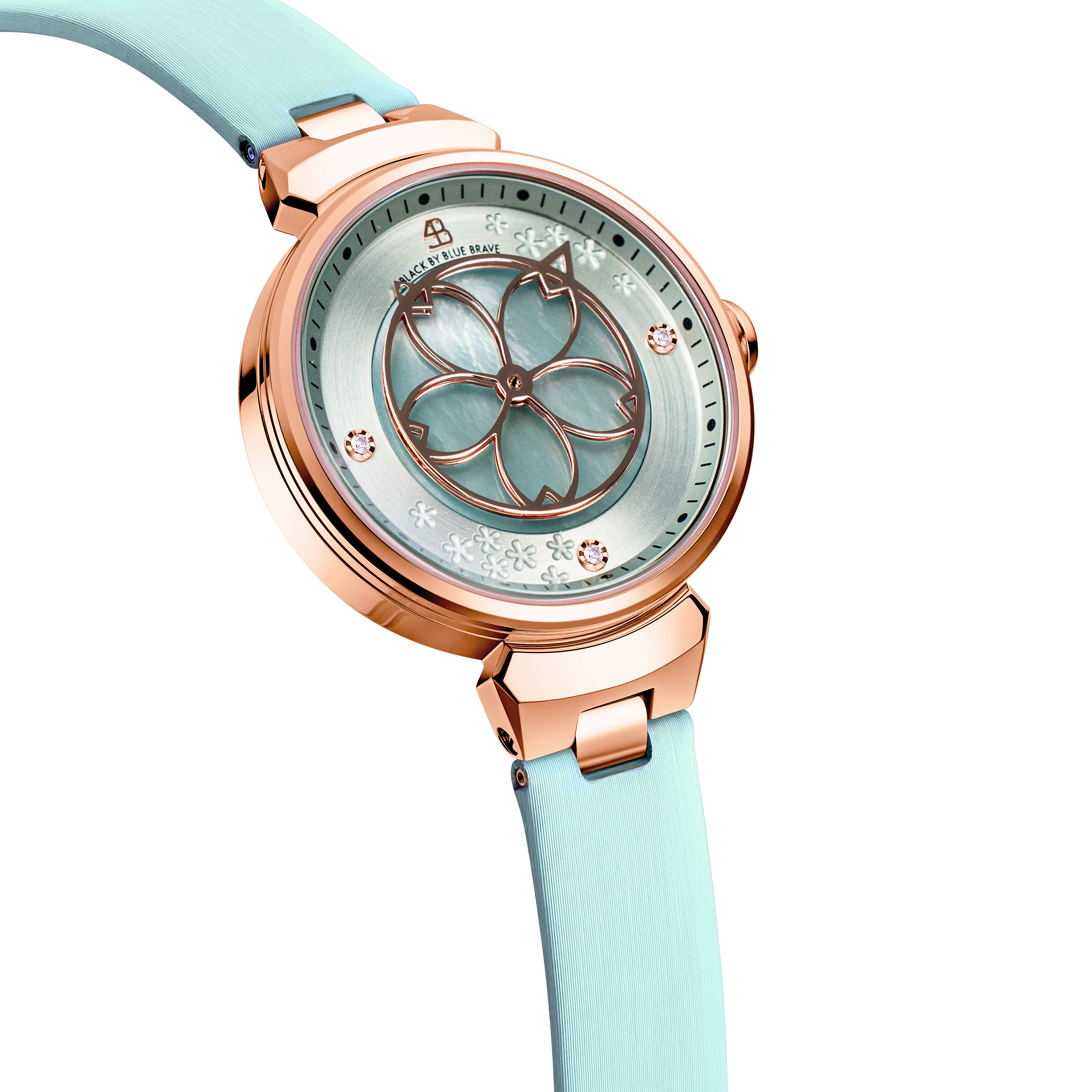 Blue Cherry Blossom Watch With Flower Ceramic Jewelleries (Earrings & Bracelet & Necklace) - BLACK BY BLUE BRAVE