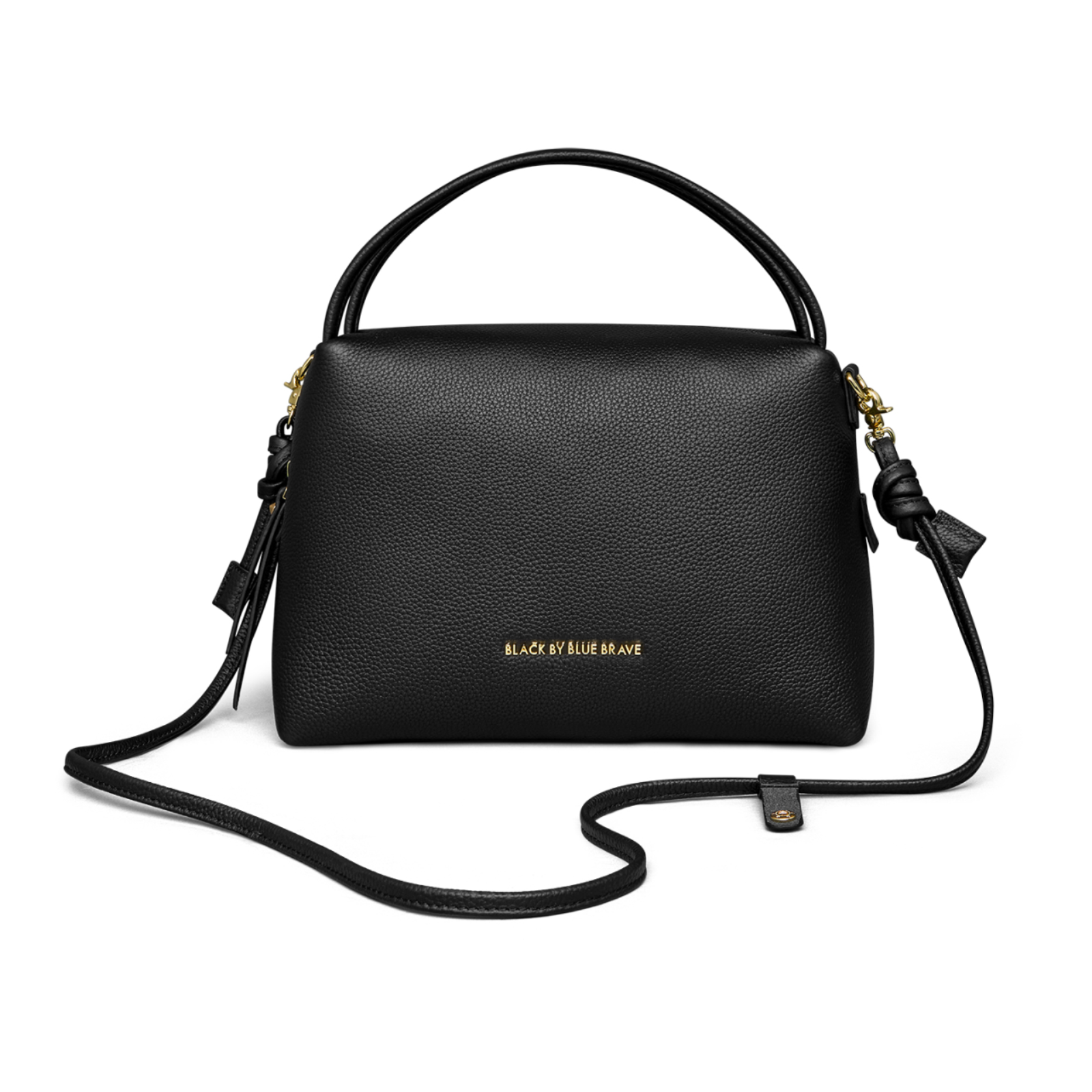 PLQ BLACK LEATHER HANDBAG - BLACK BY BLUE BRAVE