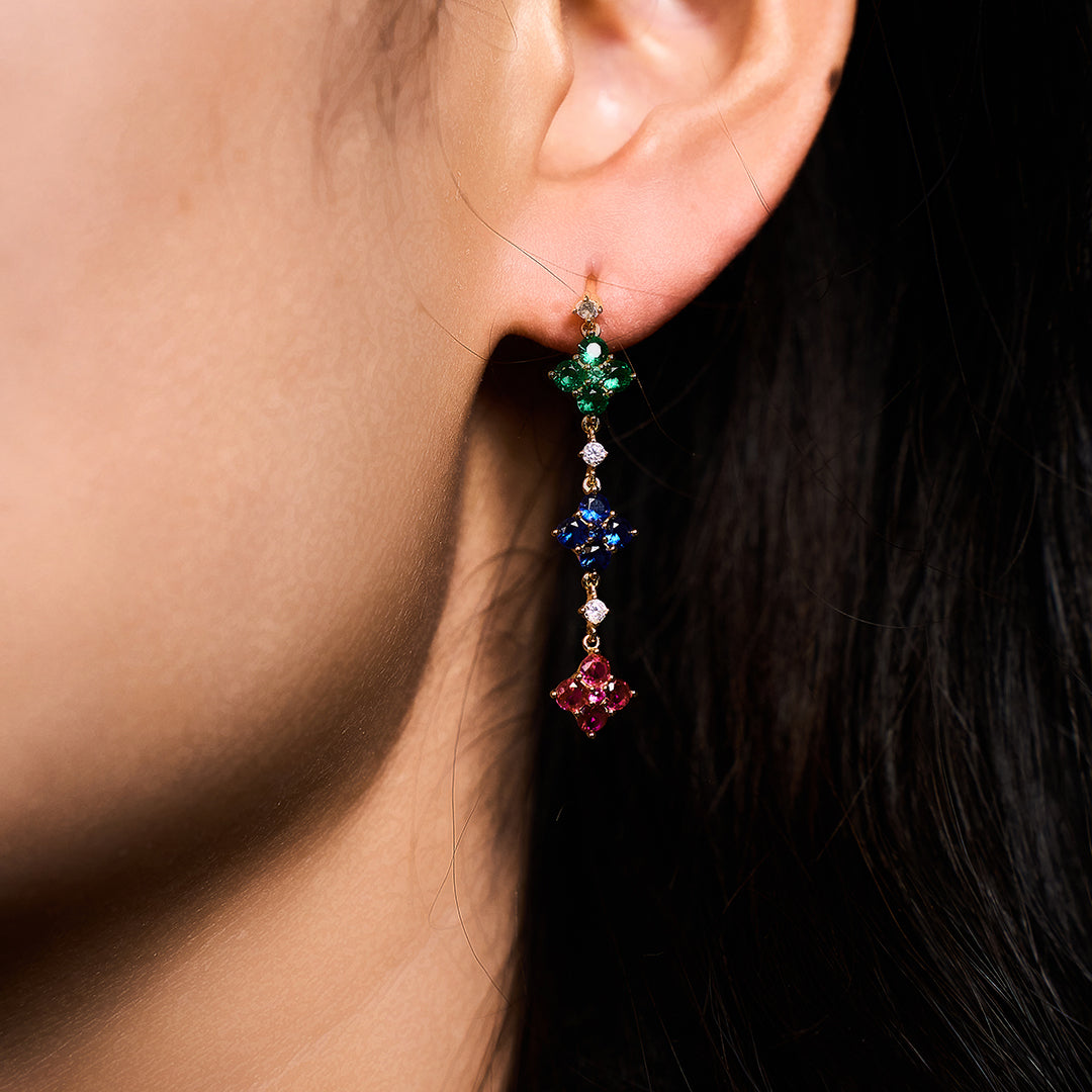 Love Wins Rainbow Zirconia Gold Drop Earrings Sterling Sliver Gold Plated