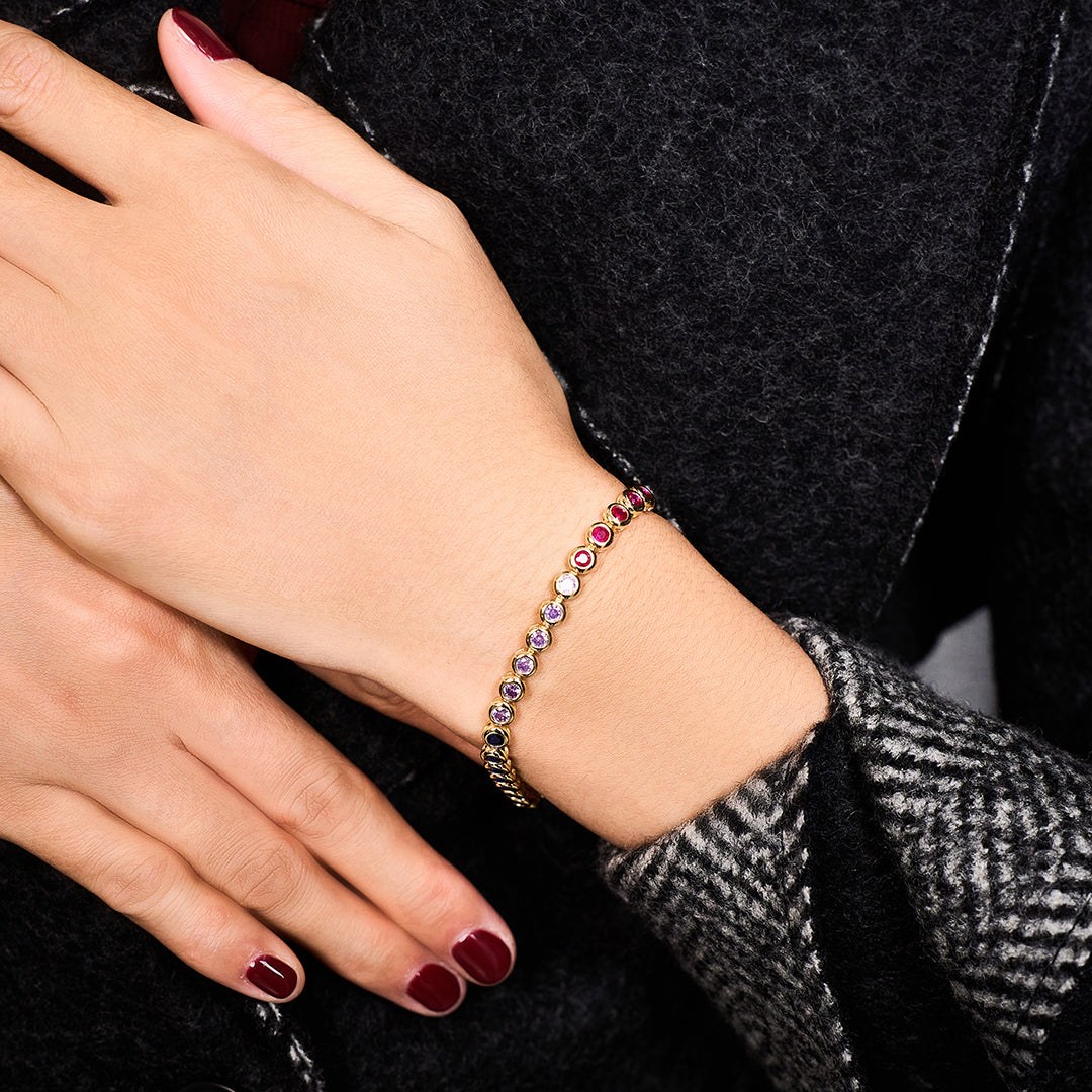 Love Wins Rainbow Zirconia Gold Tennis Bracelet Sterling Sliver Gold Plated