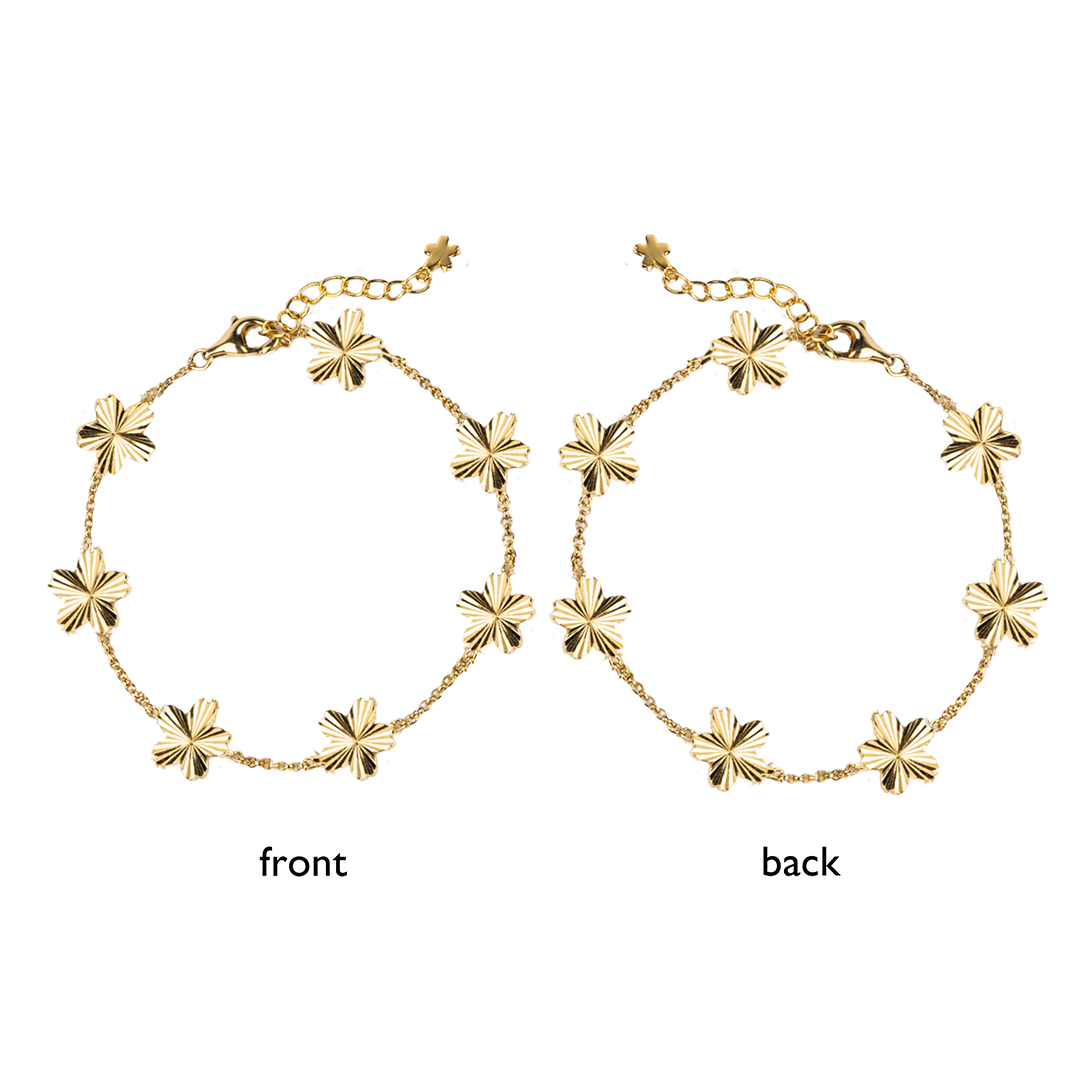 Cherry Blossom Gleam 7-Flower Gold Bracelet (18K Gold Plated)
