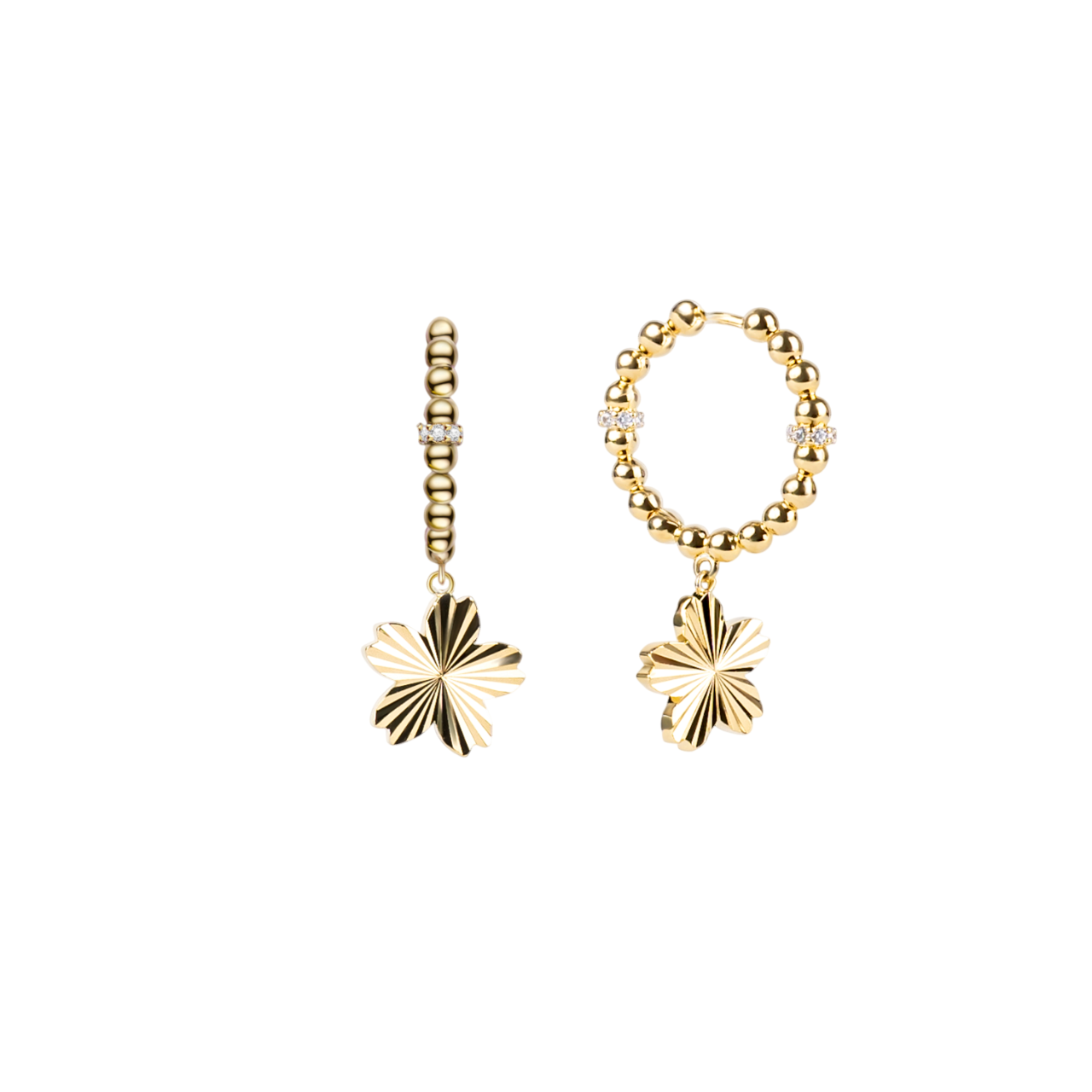 Cherry Blossom Gleam Sakura Gold Earrings (18K Gold Plated)
