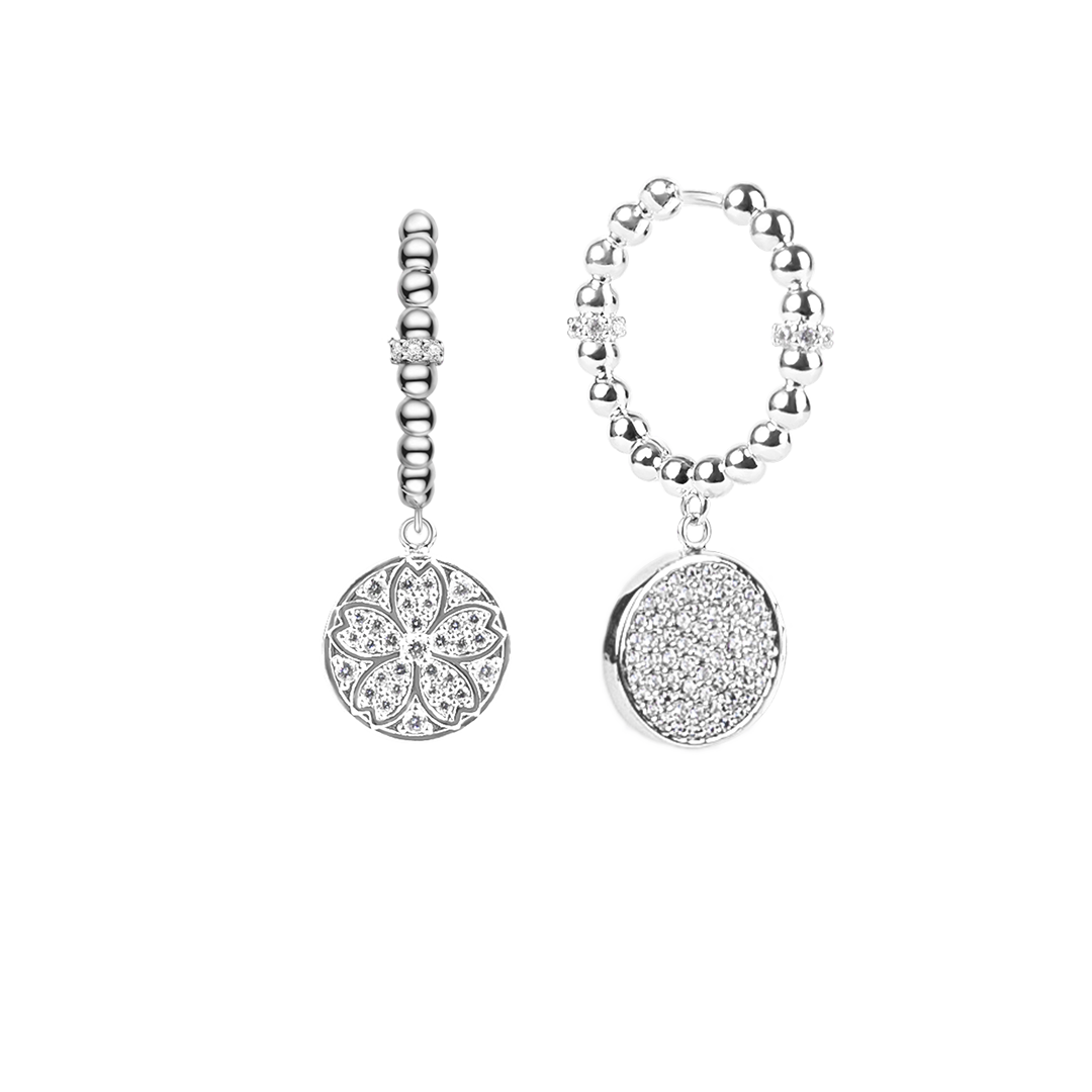 Cherry Blossom Symphony Sakura Silver Baby's Breath Earrings (Platinum Plated)