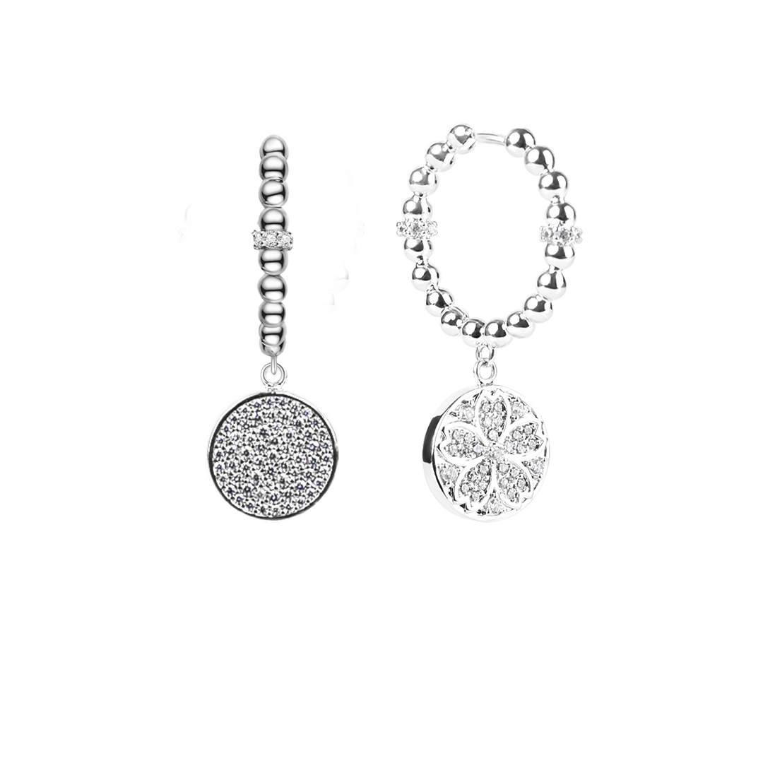 Cherry Blossom Symphony Sakura Silver Baby's Breath Earrings (Platinum Plated)