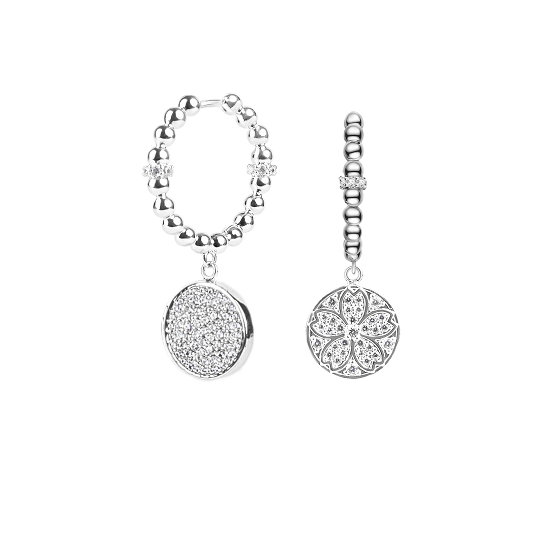 Cherry Blossom Symphony Sakura Silver Baby's Breath Earrings (Platinum Plated)