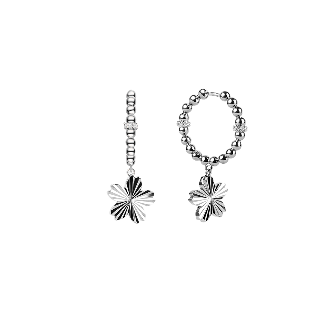 Cherry Blossom Gleam Sakura Silver Earrings (Platinum Plated)