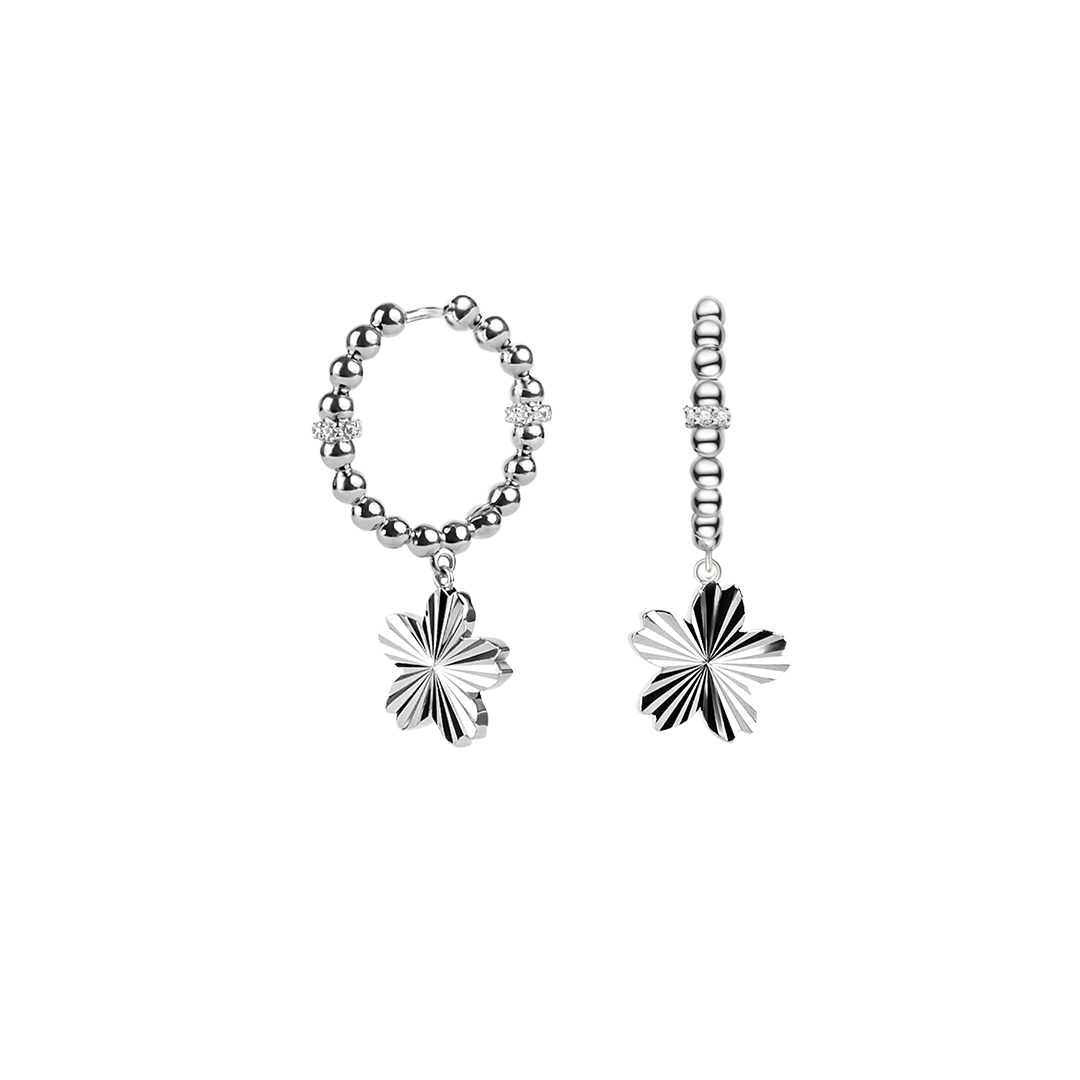 Cherry Blossom Gleam Sakura Silver Earrings (Platinum Plated)