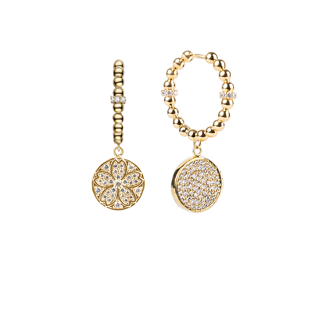 Cherry Blossom Symphony Sakura Gold Baby's Breath Earrings (18K Gold Plated)