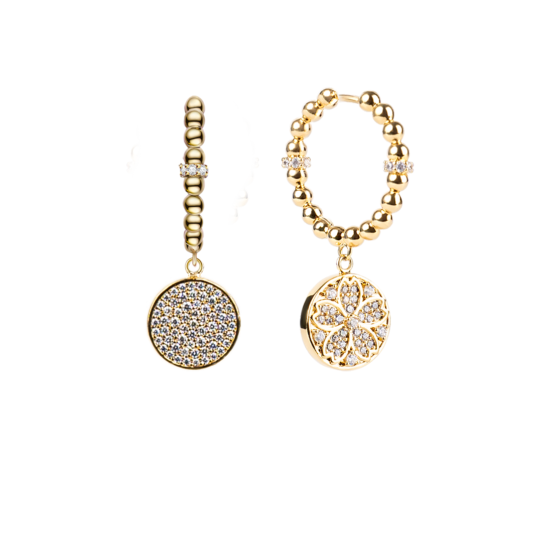 Cherry Blossom Symphony Sakura Gold Baby's Breath Earrings (18K Gold Plated)