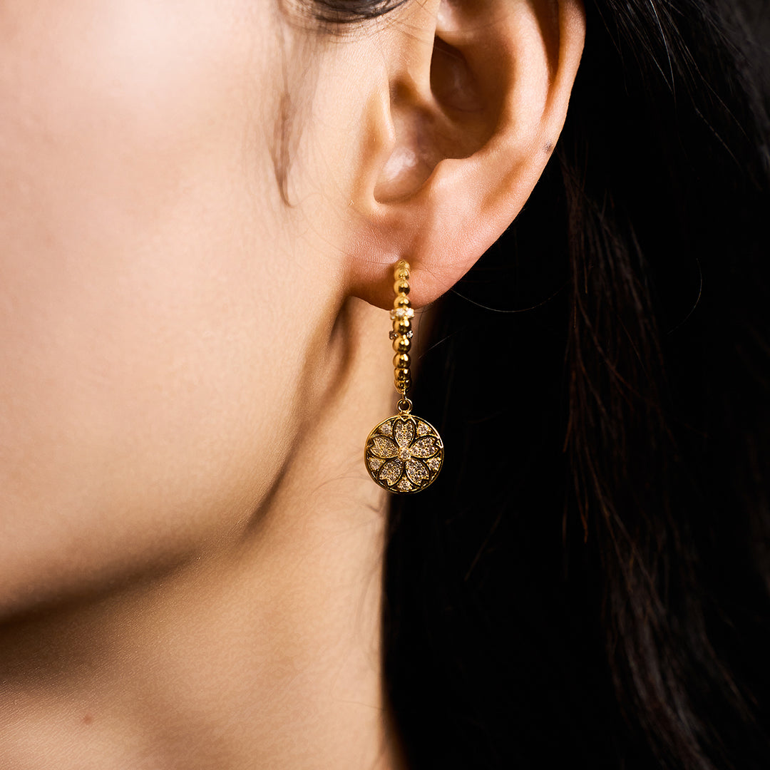 Cherry Blossom Symphony Sakura Gold Baby's Breath Earrings (18K Gold Plated)