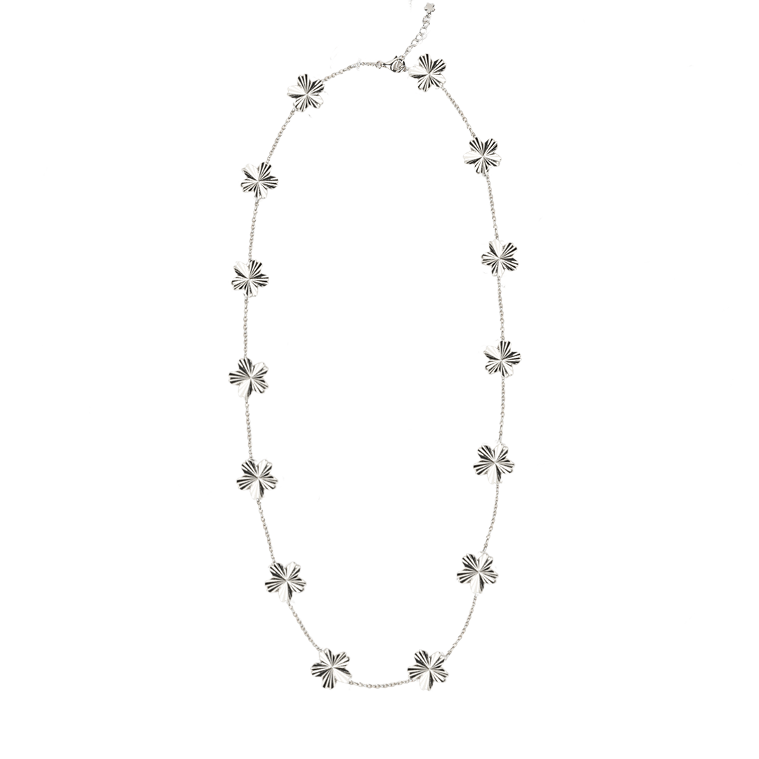 Cherry Blossom Gleam 14-Flower Shine Light Sakura Silver Necklace (Platinum Plated)