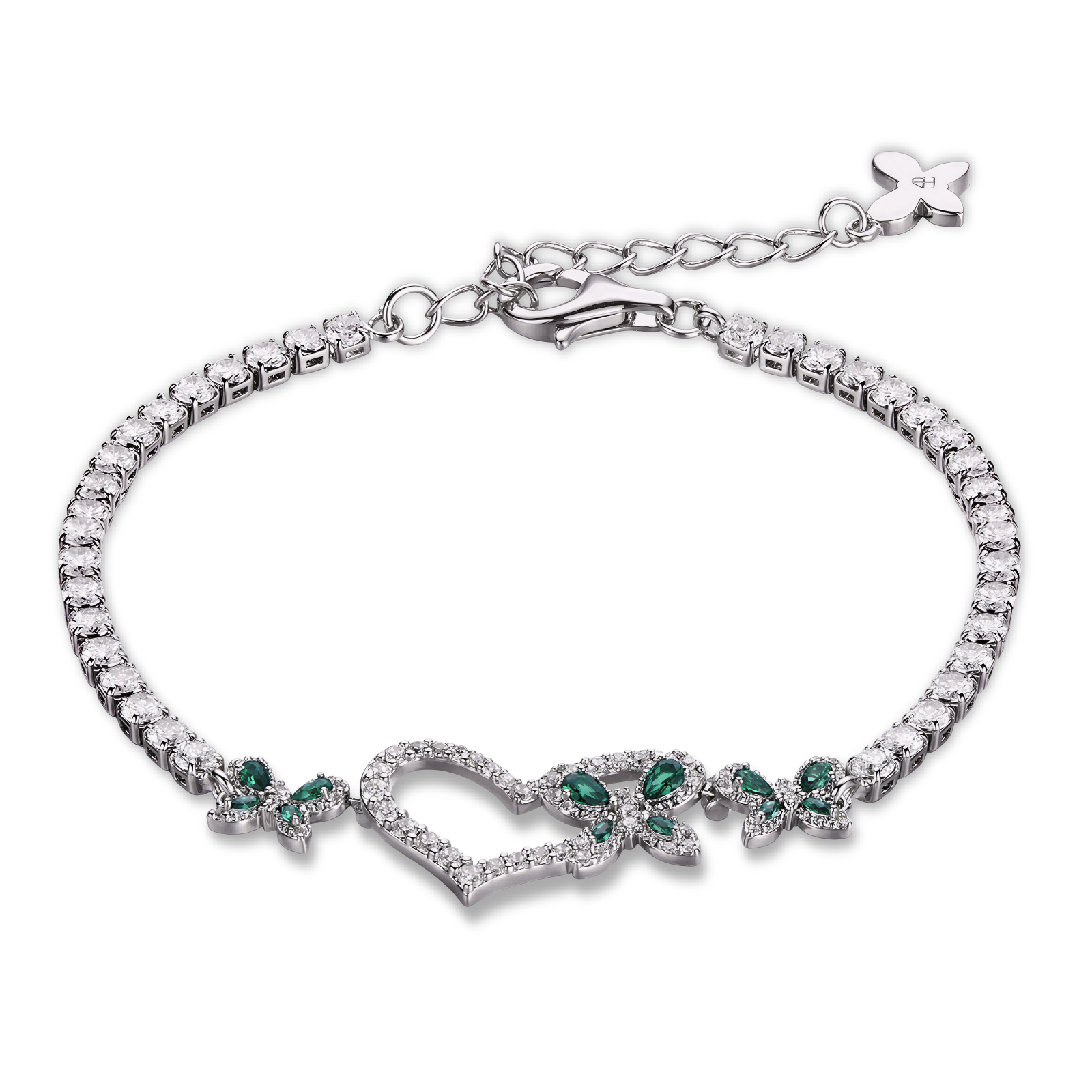 Butterfly Garden Heart Butterfly Green Stone Bracelet - BLACK BY BLUE BRAVE