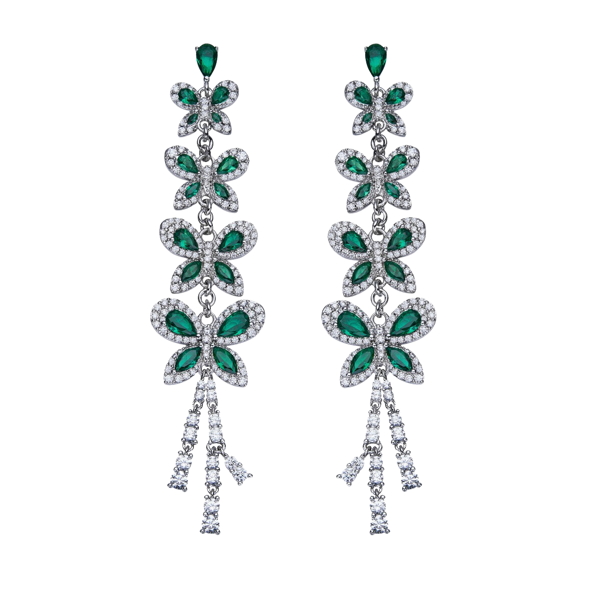 Butterfly Garden Green Stone Cascade Butterfly Earrings - BLACK BY BLUE BRAVE