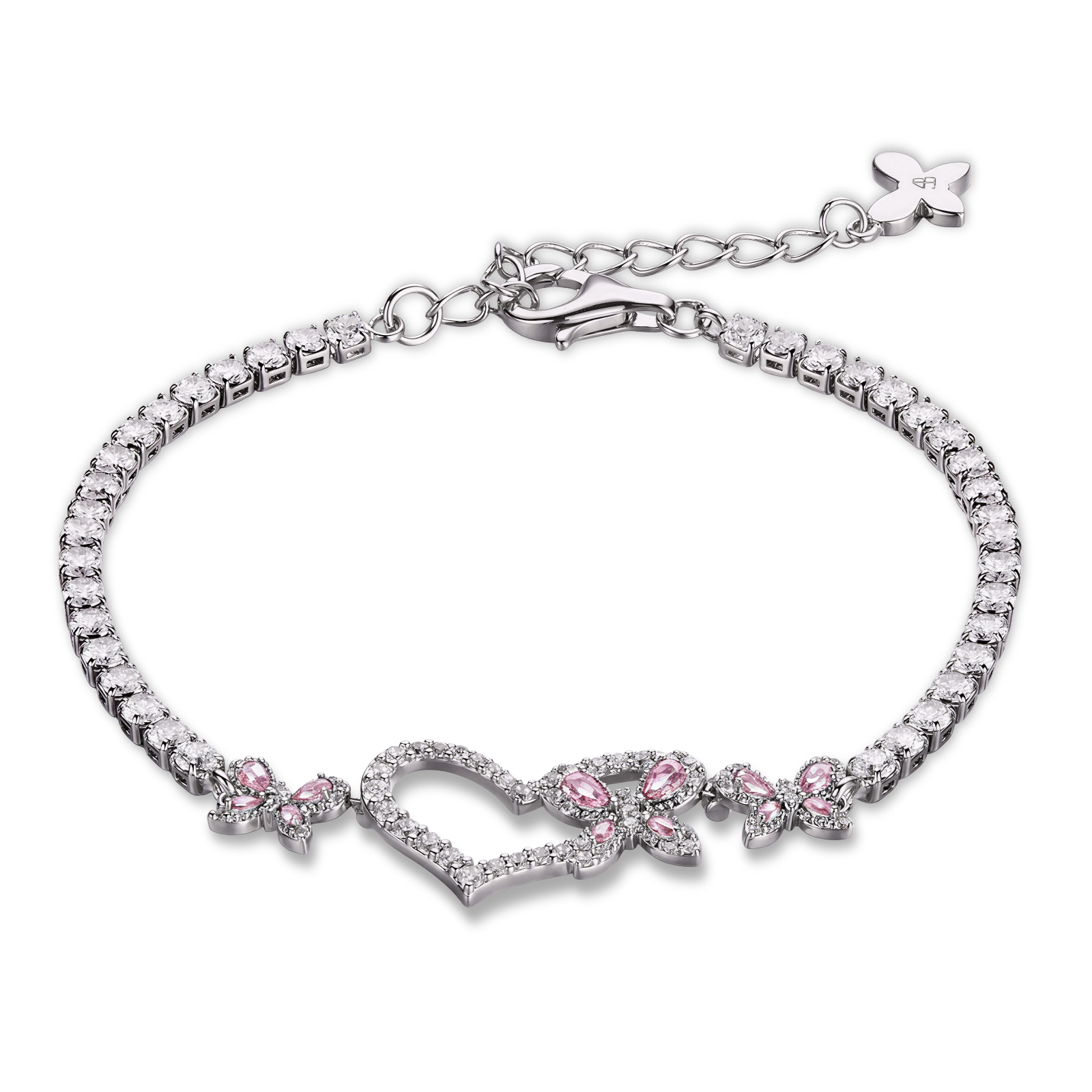 Butterfly Garden Heart Butterfly Pink Stone Bracelet - BLACK BY BLUE BRAVE