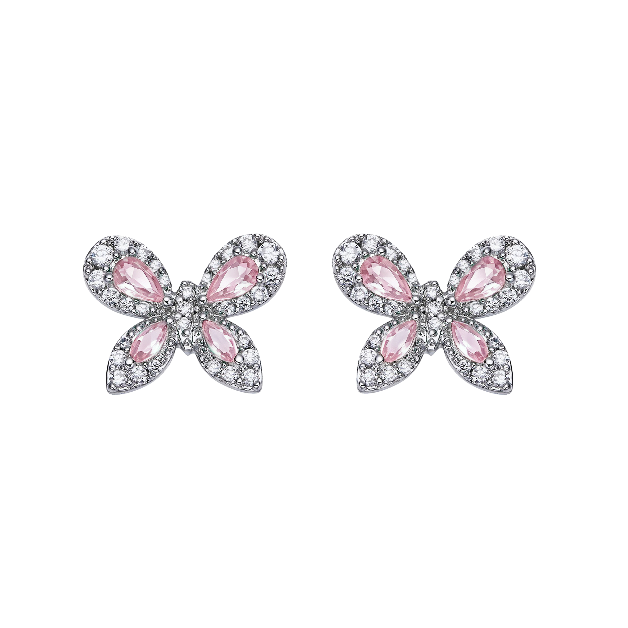 Butterfly Garden Pink Stone Butterfly Stud Earrings - BLACK BY BLUE BRAVE