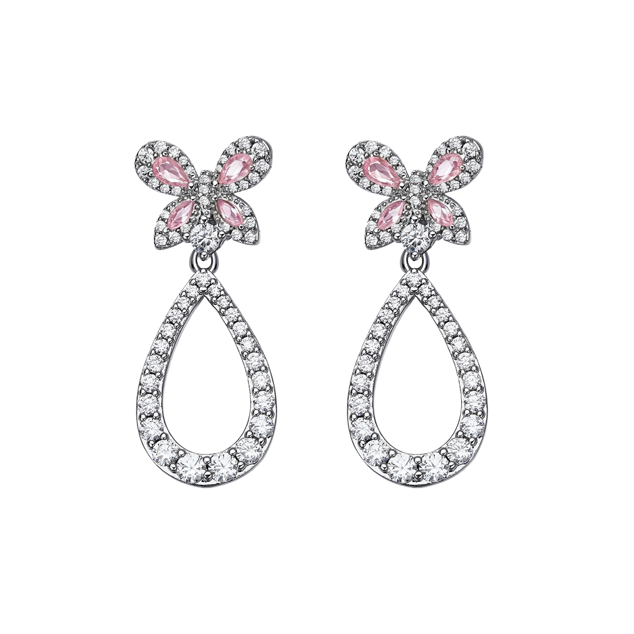 Butterfly Garden Pink Stone Teardrop Butterfly Earrings - BLACK BY BLUE BRAVE