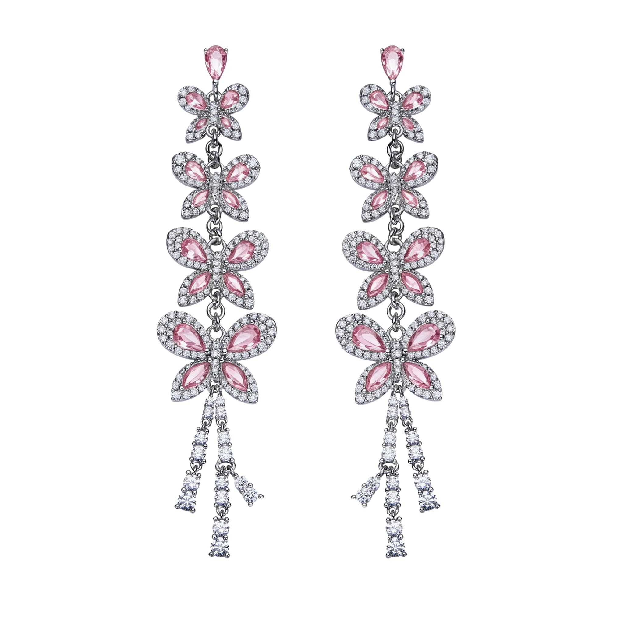 Butterfly Garden Pink Stone Cascade Butterfly Earrings - BLACK BY BLUE BRAVE