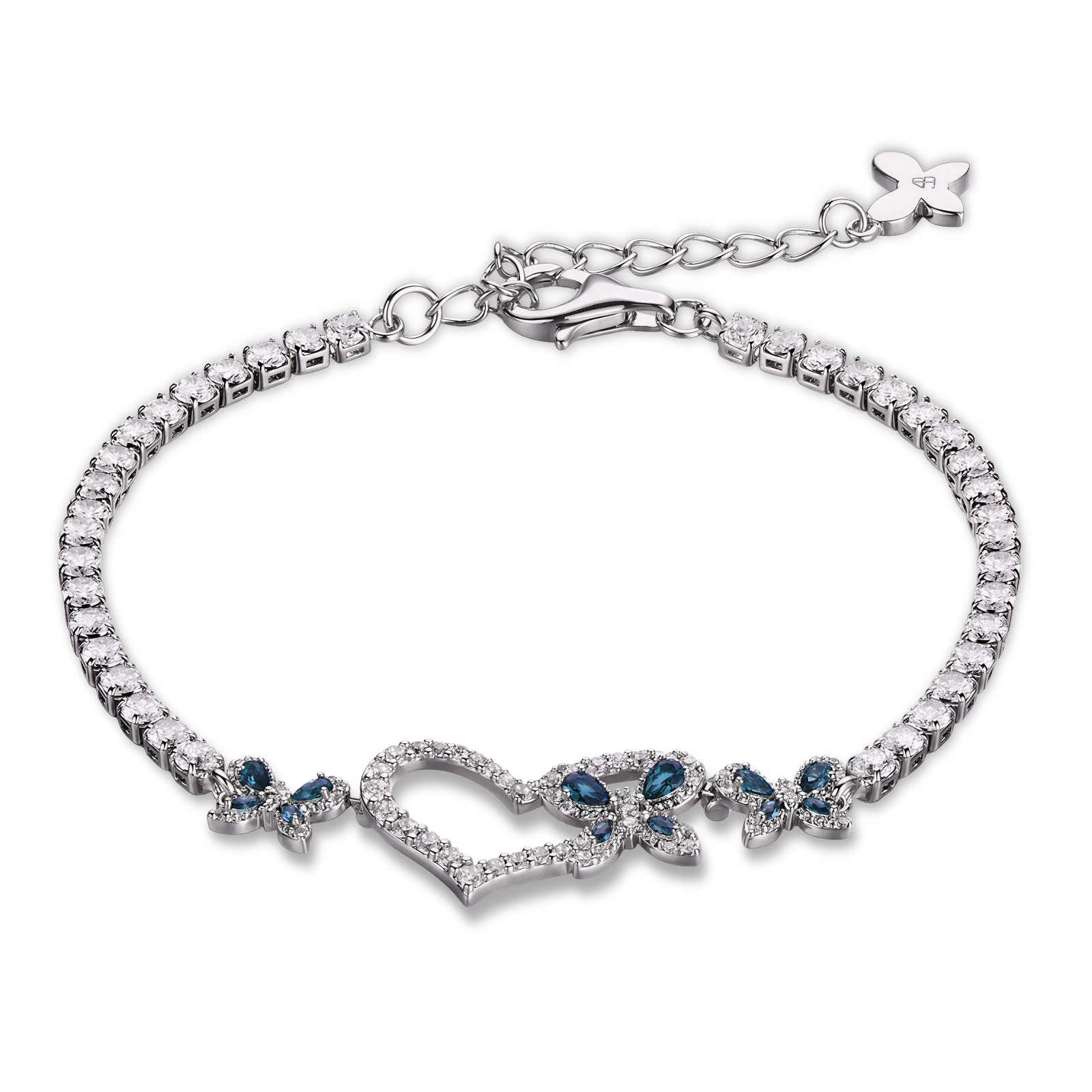 Butterfly Garden Heart Butterfly Blue Stone Bracelet - BLACK BY BLUE BRAVE