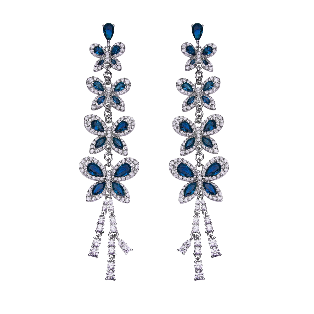 Butterfly Garden Blue Stone Cascade Butterfly Earrings - BLACK BY BLUE BRAVE