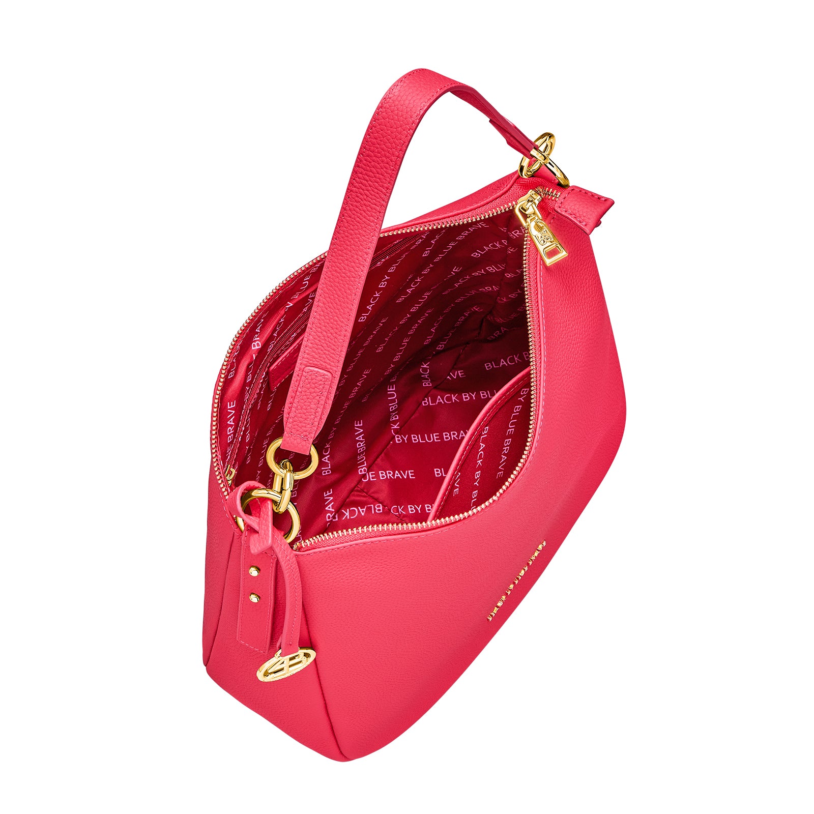 AMK ROSE RED LEATHER HANDBAG - BLACK BY BLUE BRAVE